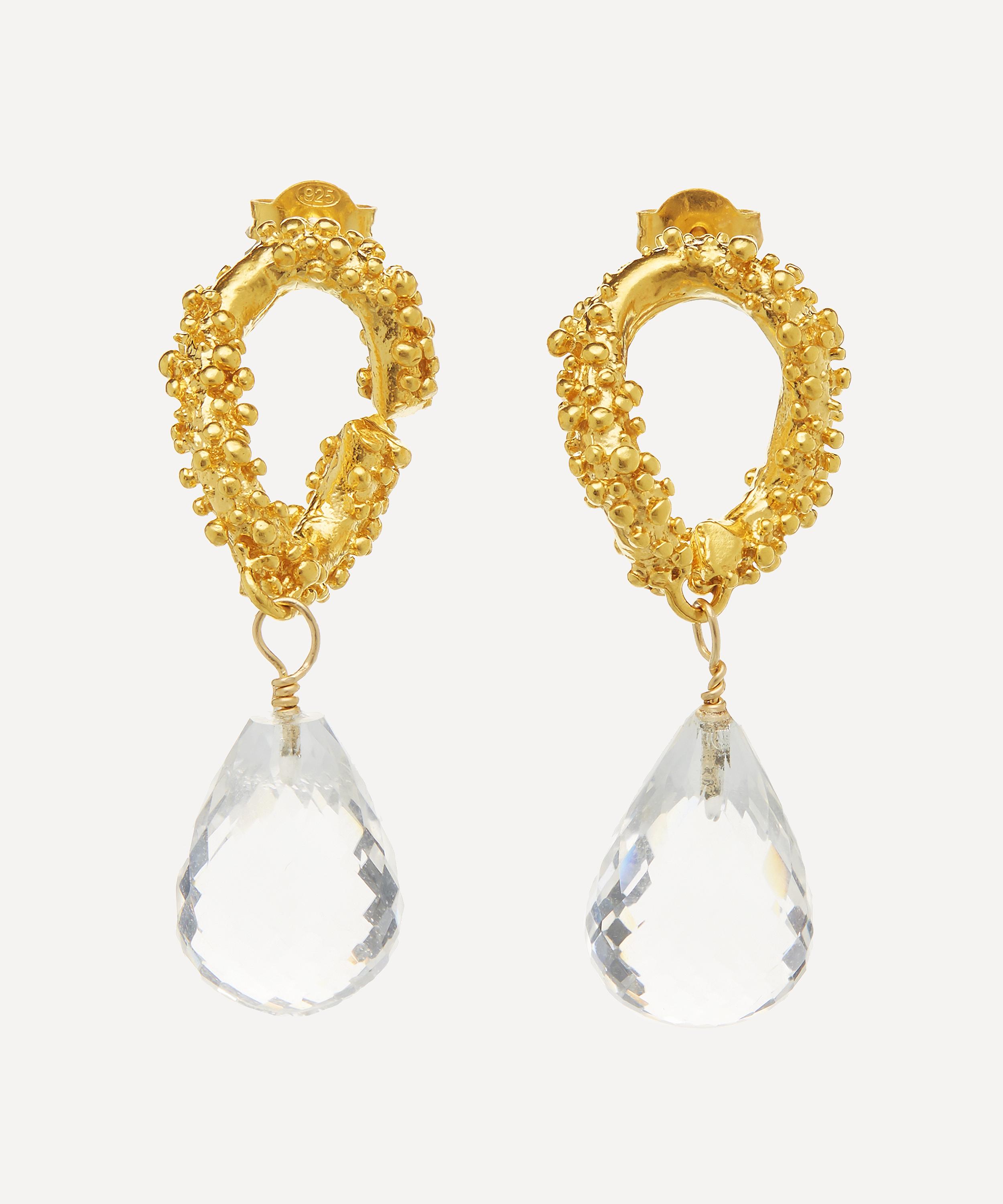 ALIGHIERI GOLD-PLATED THE INITIAL SPARK CRYSTAL EARRINGS,000622506