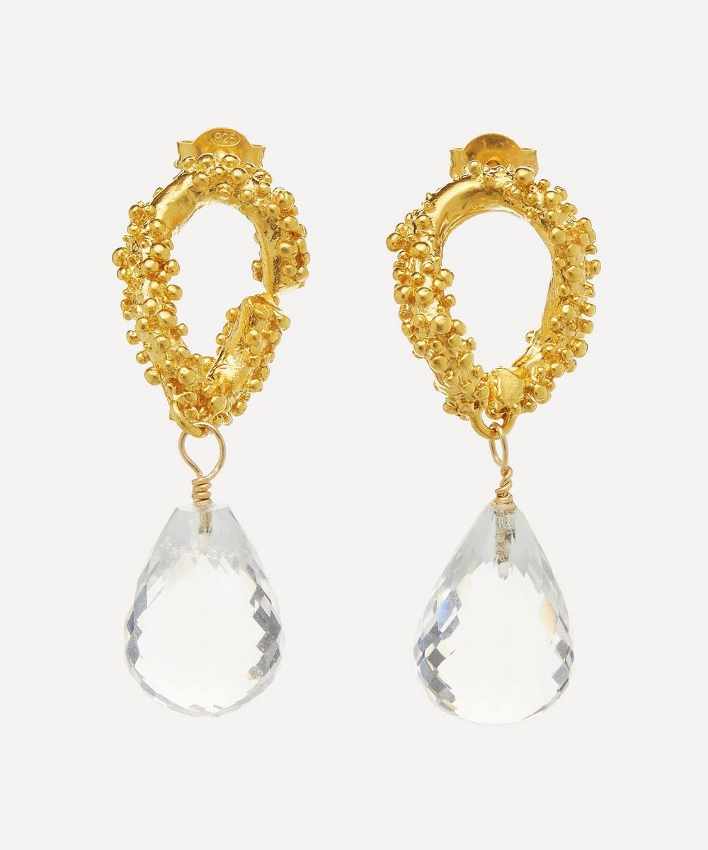 ALIGHIERI GOLD-PLATED THE INITIAL SPARK CRYSTAL EARRINGS,000622506