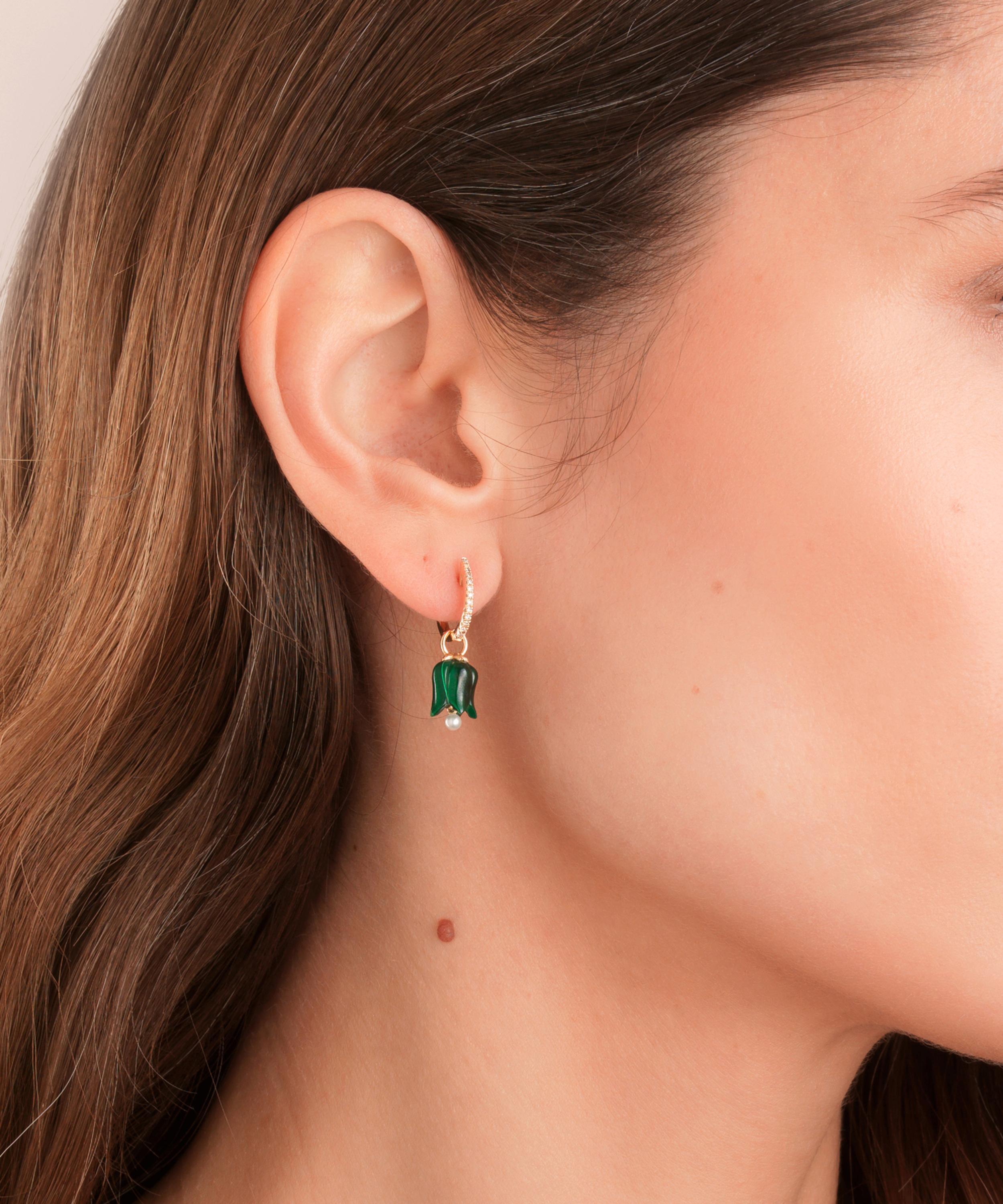 Annoushka - 18ct Gold Malachite and Pearl Tulip Earring Drops image number 2