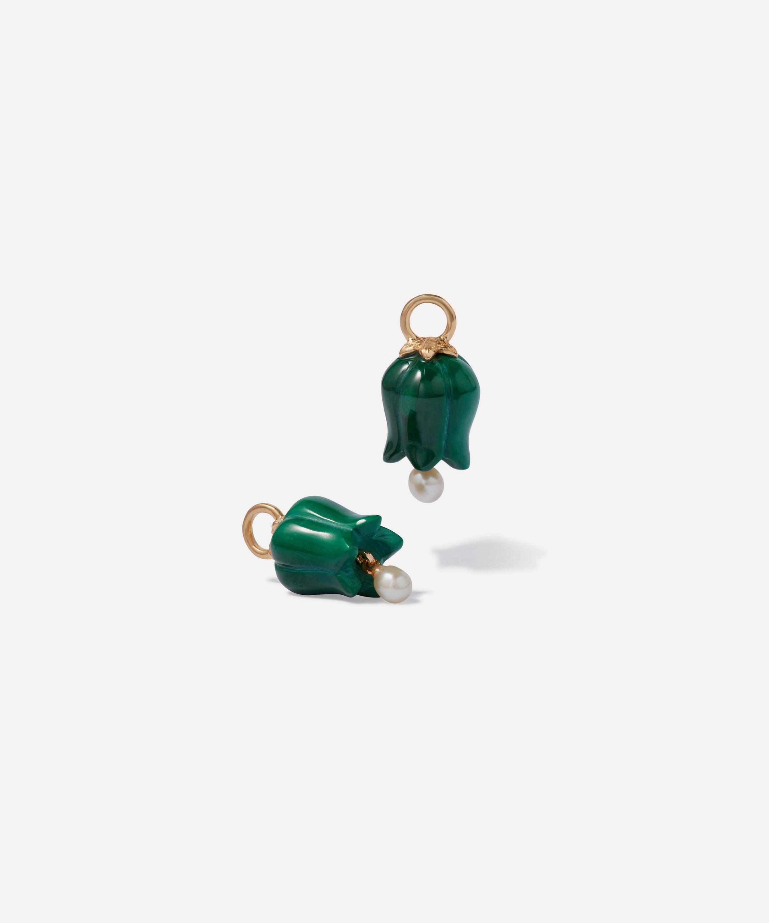 Annoushka - 18ct Gold Malachite and Pearl Tulip Earring Drops