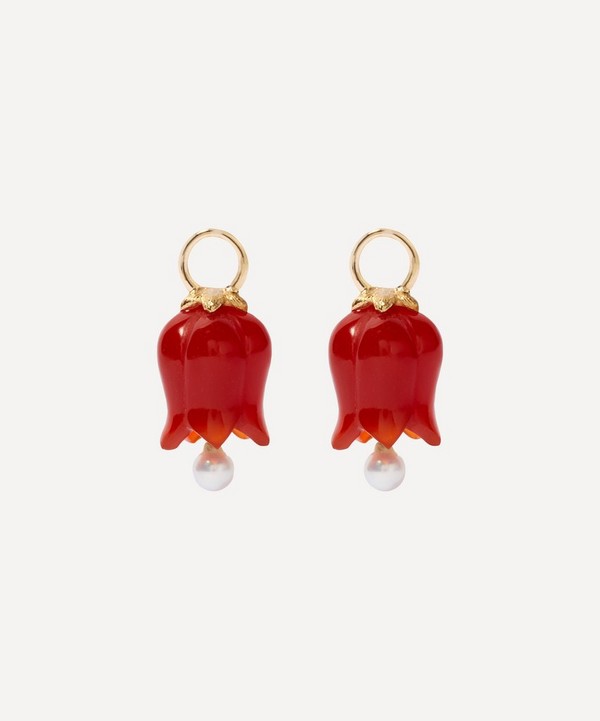 Annoushka - 18ct Gold Red Agate and Pearl Tulip Earring Drops image number null