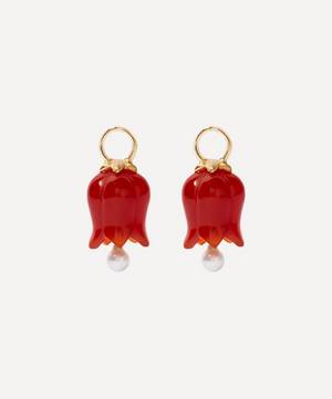 18ct Gold Red Agate and Pearl Tulip Earring Drops