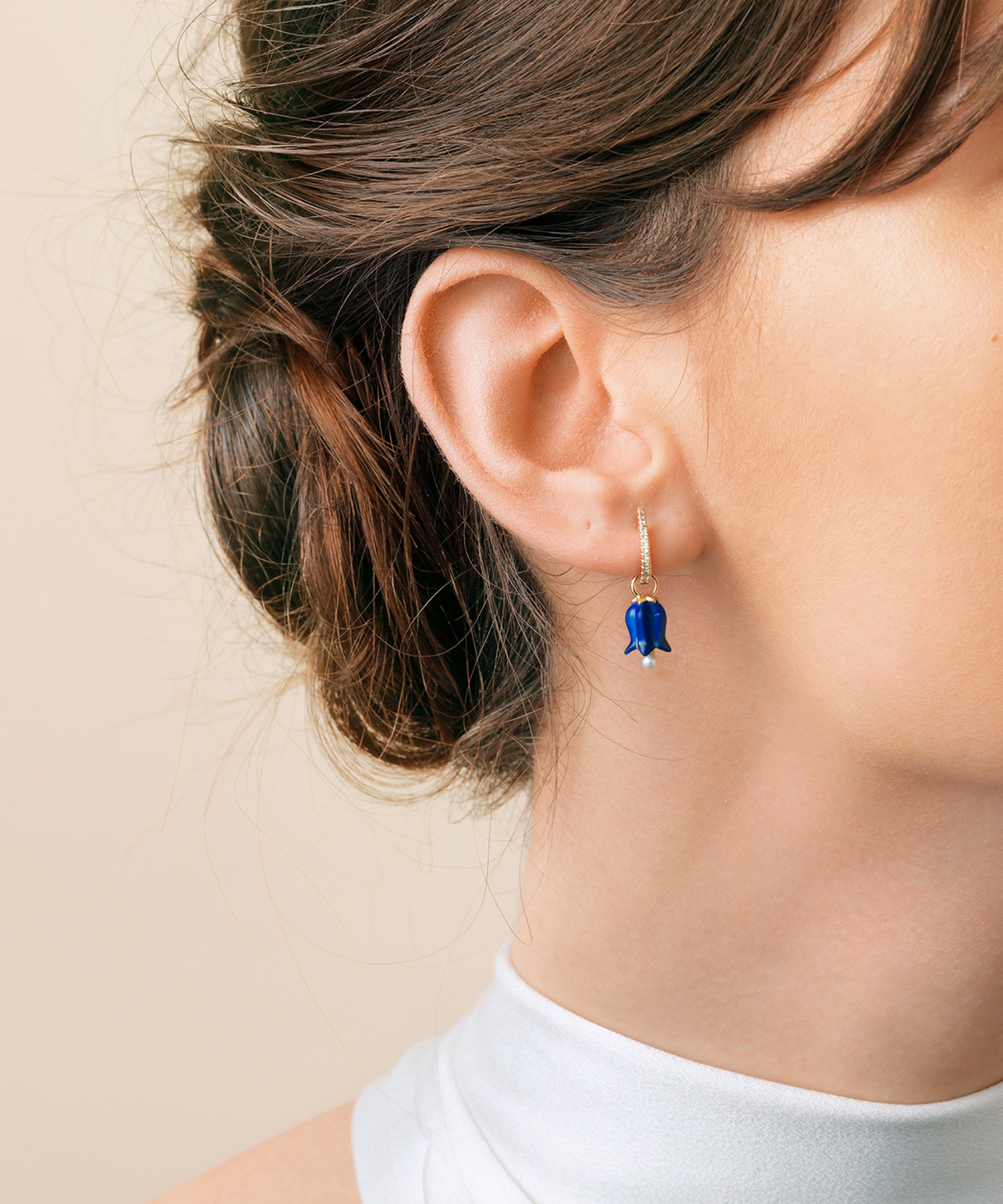 Annoushka - 18ct Gold Lapis Lazuli and Pearl Tulip Earring Drops image number 2
