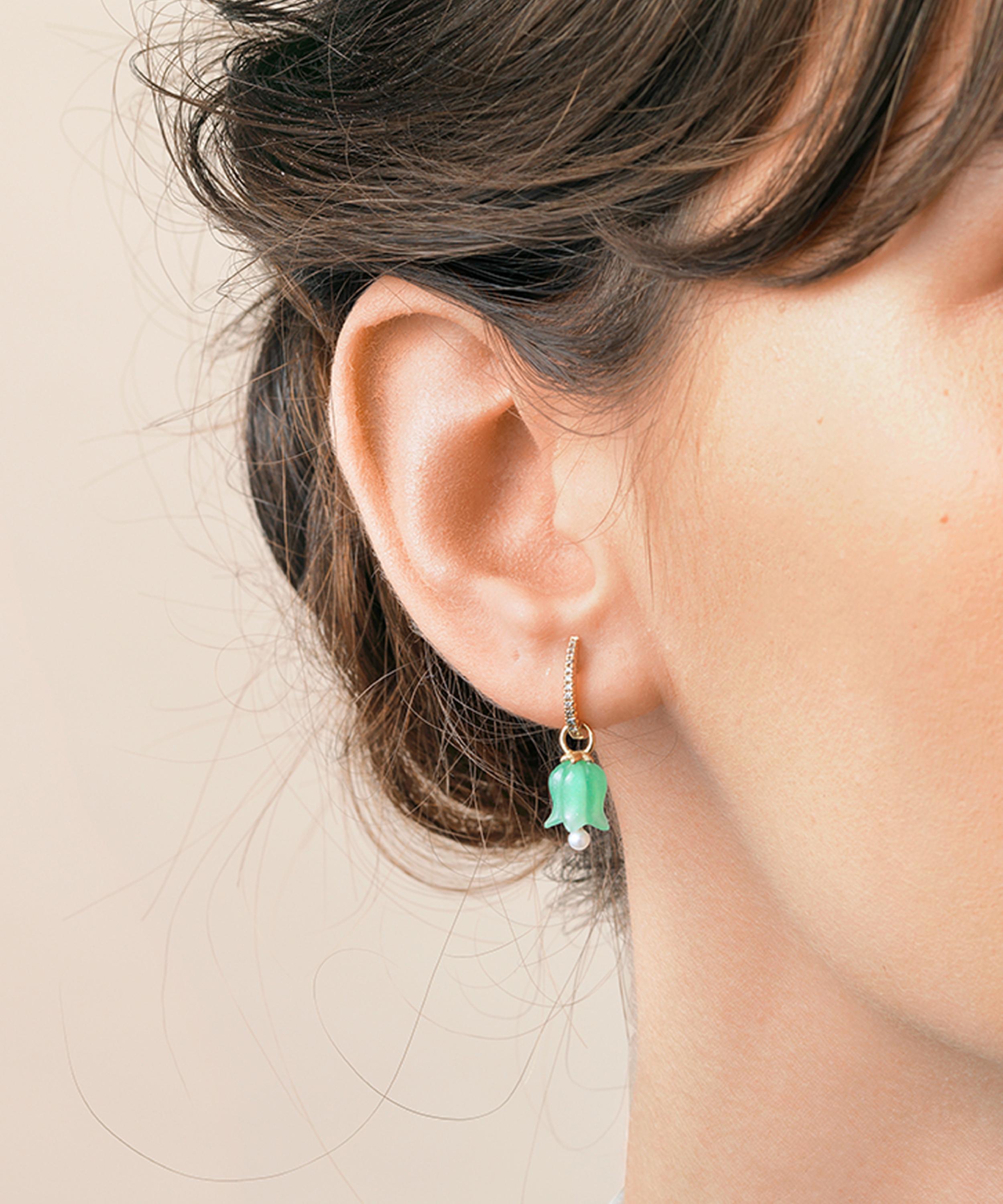 Annoushka - 18ct Gold Jade and Pearl Tulip Earring Drops image number 1