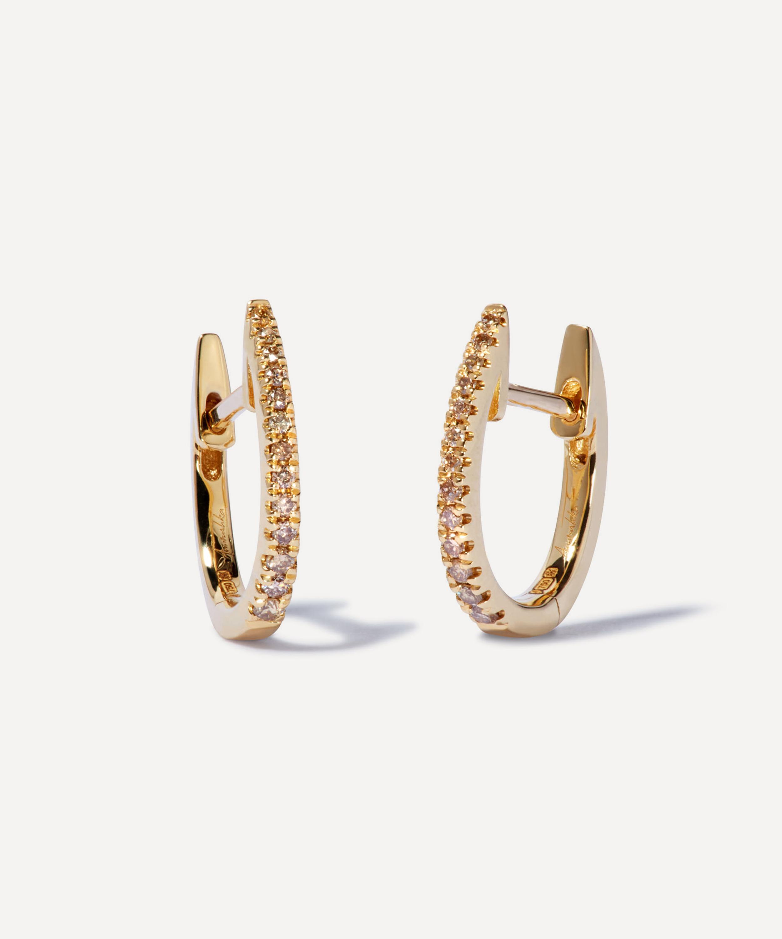 Annoushka - 18ct Gold Eclipse Brown Diamond Fine Hoop Earrings image number 0