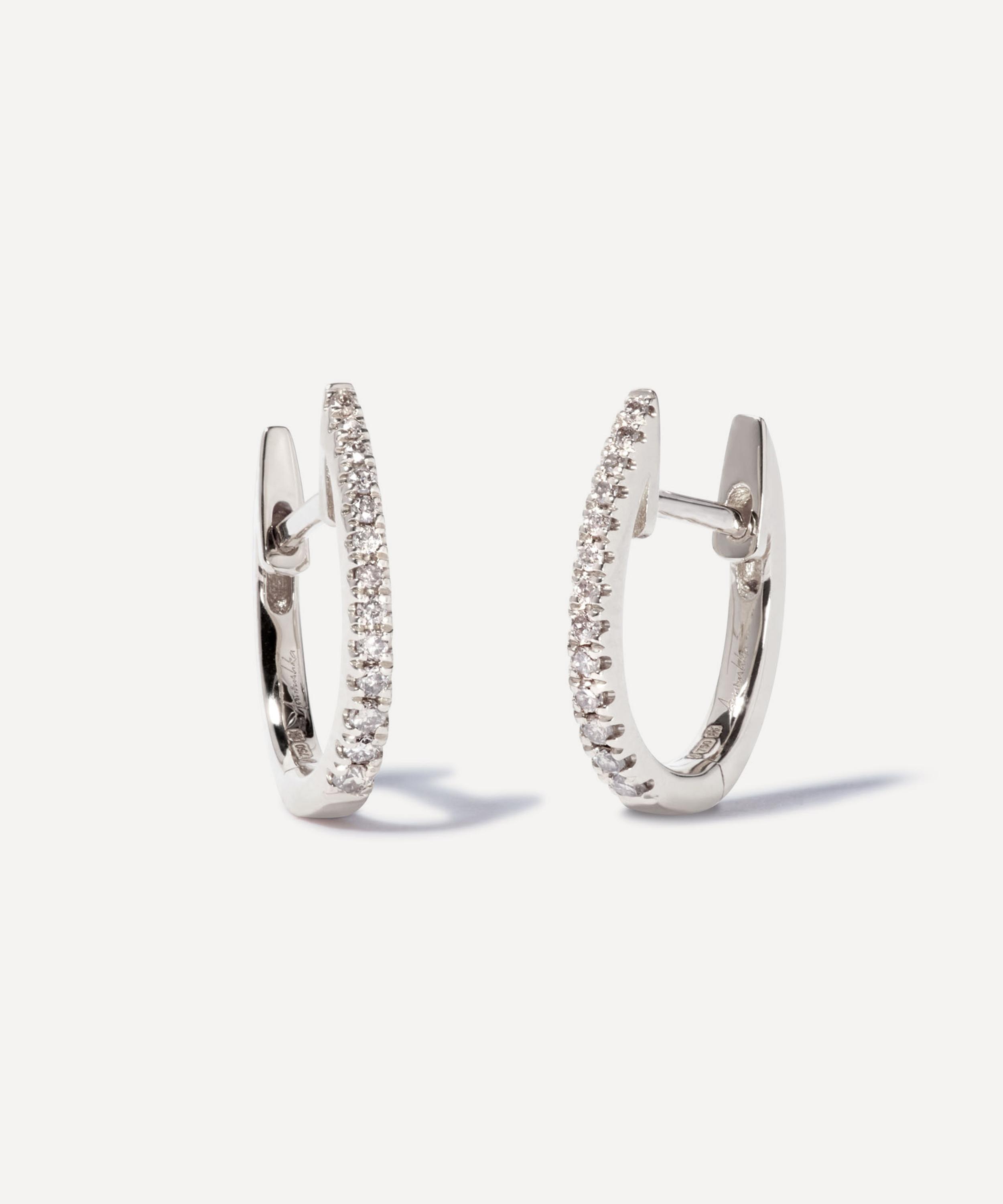 Annoushka - 18ct White Gold Eclipse Diamond Fine Hoop Earrings image number 0