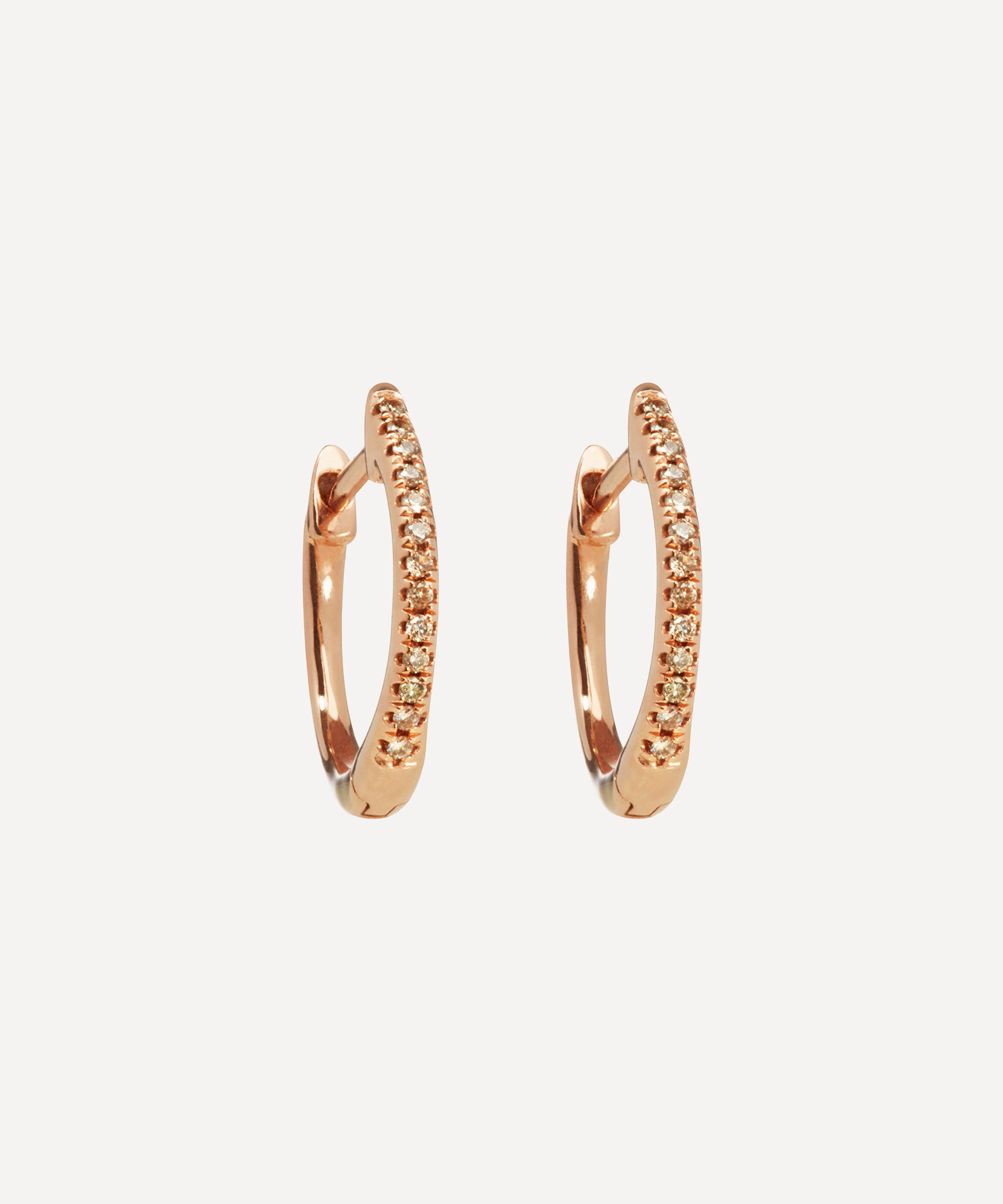 Annoushka - 18ct Rose Gold Eclipse Brown Diamond Fine Hoop Earrings