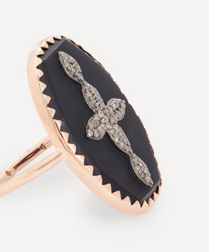 Pascale Monvoisin - 9ct Rose Gold Bowie N°3 Diamond and Bakelite Cross Ring image number 3