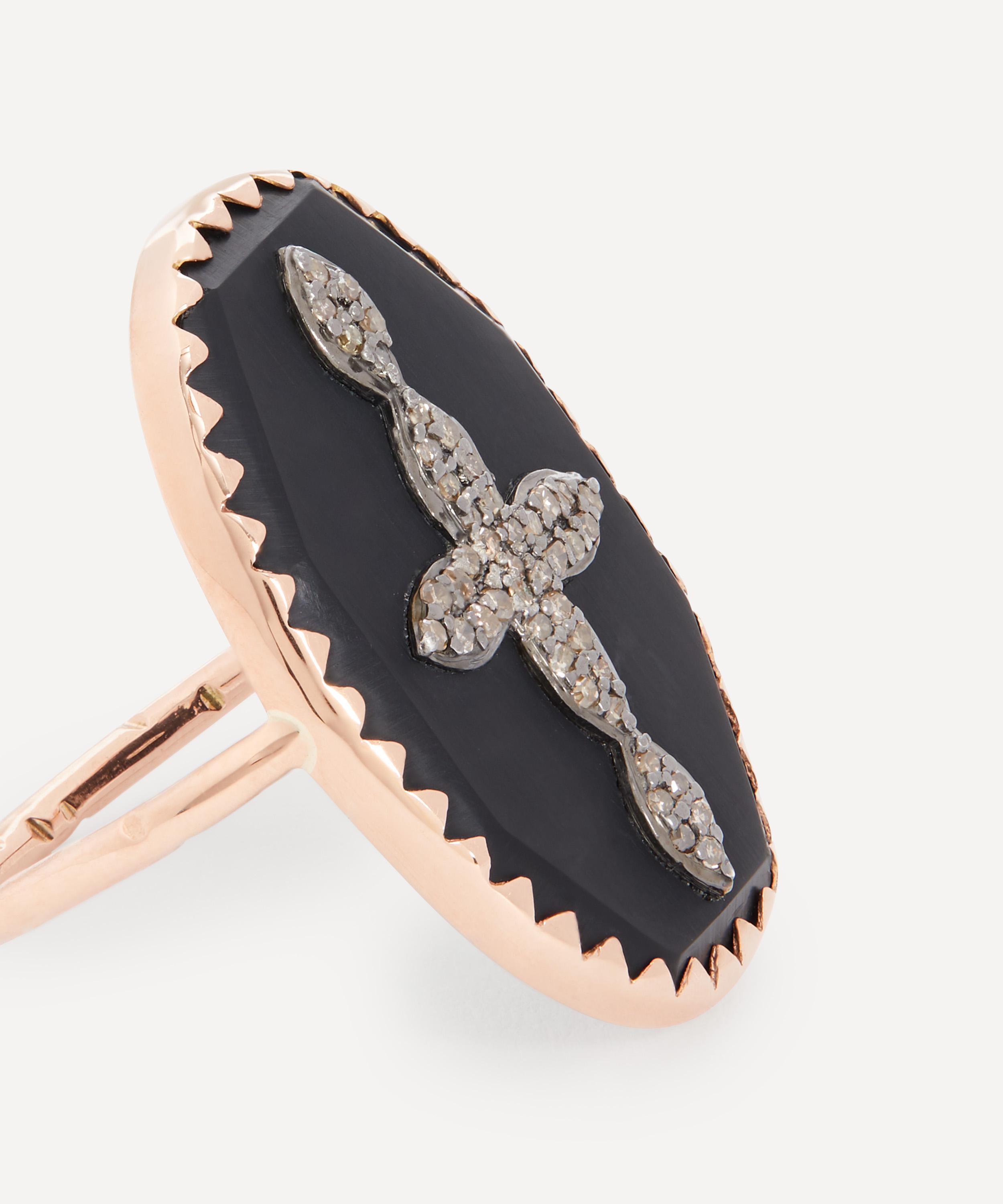 Pascale Monvoisin - 9ct Rose Gold Bowie N&deg;3 Diamond and Bakelite Cross Ring image number 3