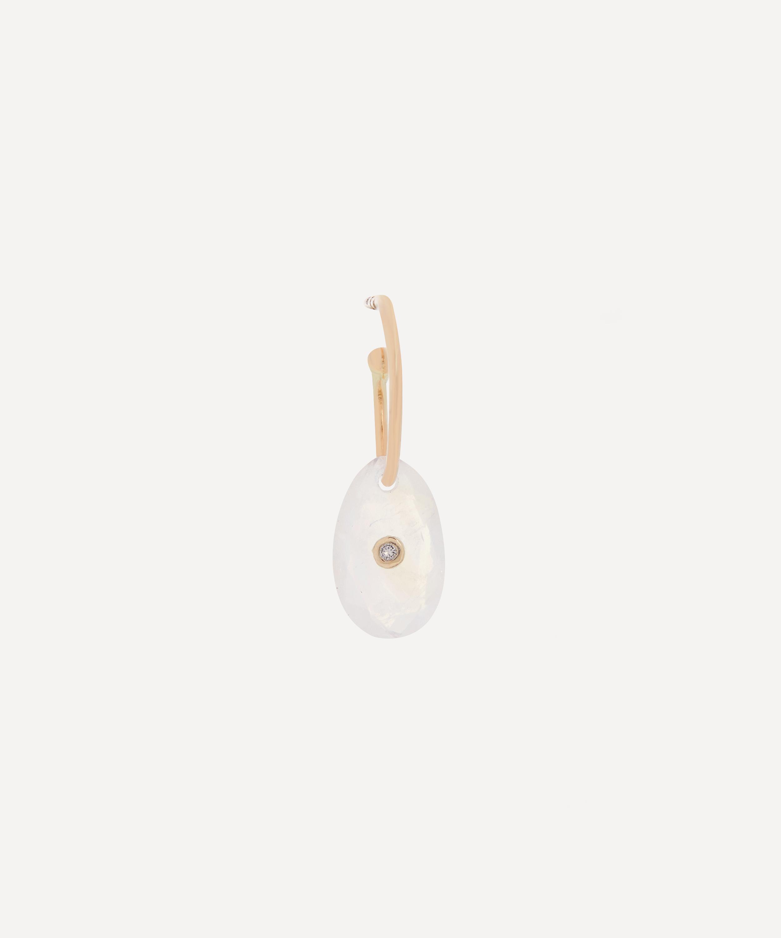 Pascale Monvoisin - 9ct Gold Orso Moonstone and Diamond Single Drop Earring image number 0