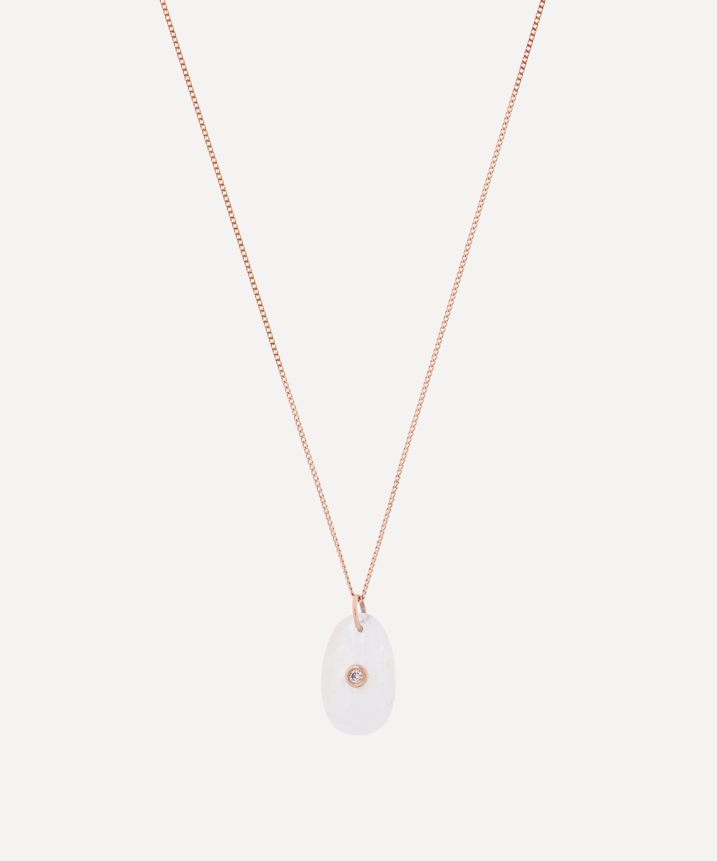 Pascale Monvoisin - 14ct Rose Gold Orso N°1 Moonstone and Diamond Pendant Necklace image number 0