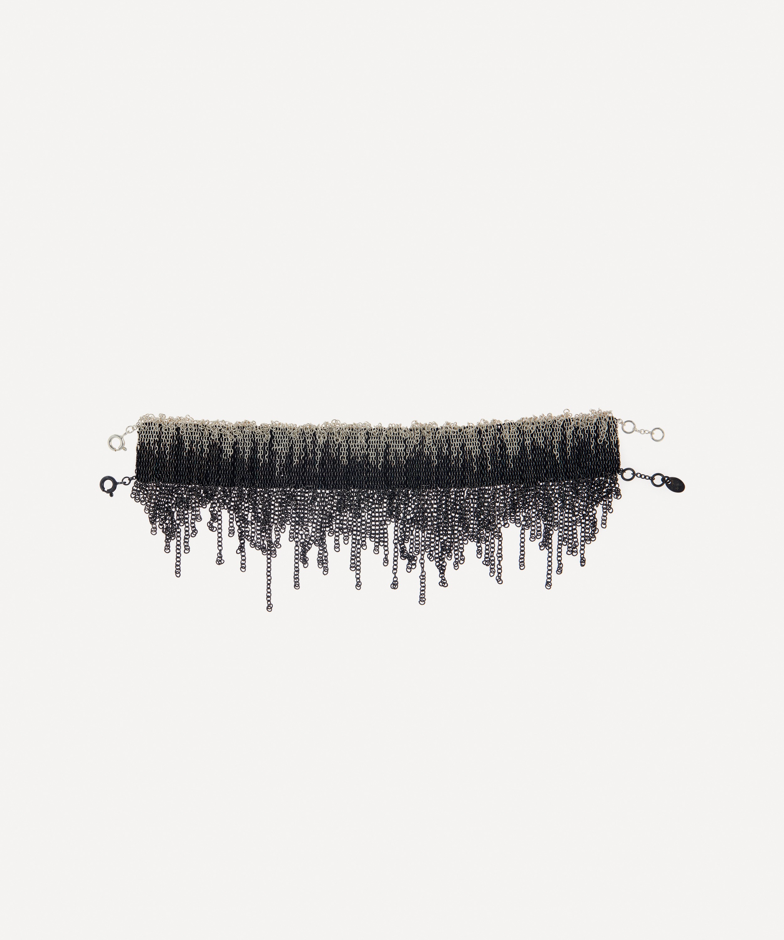 Stephanie Schneider - Oxidised Silver Wide Woven Fringed Chain Bracelet image number 0
