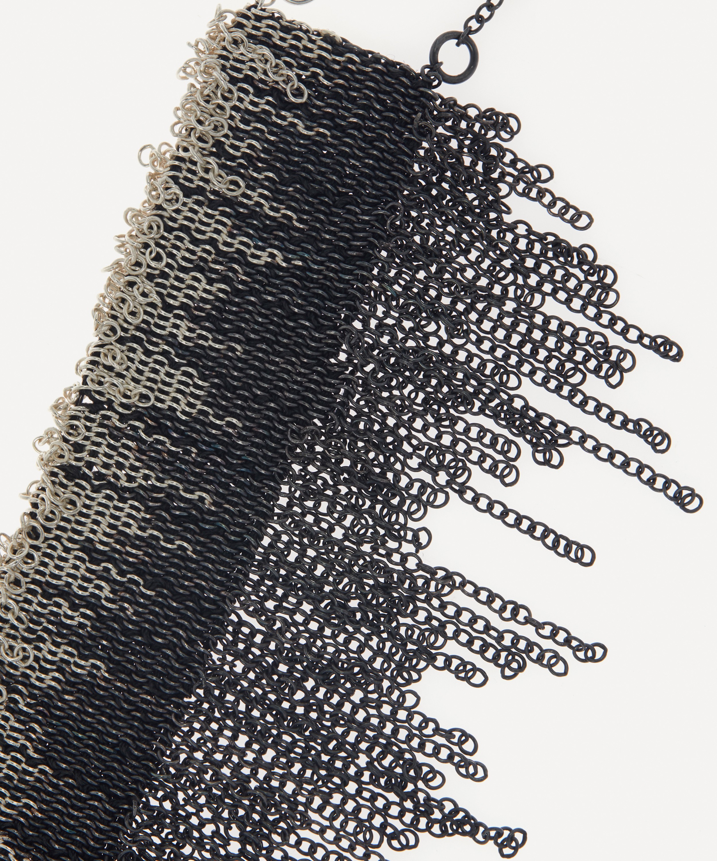 Stephanie Schneider - Oxidised Silver Wide Woven Fringed Chain Bracelet image number 2
