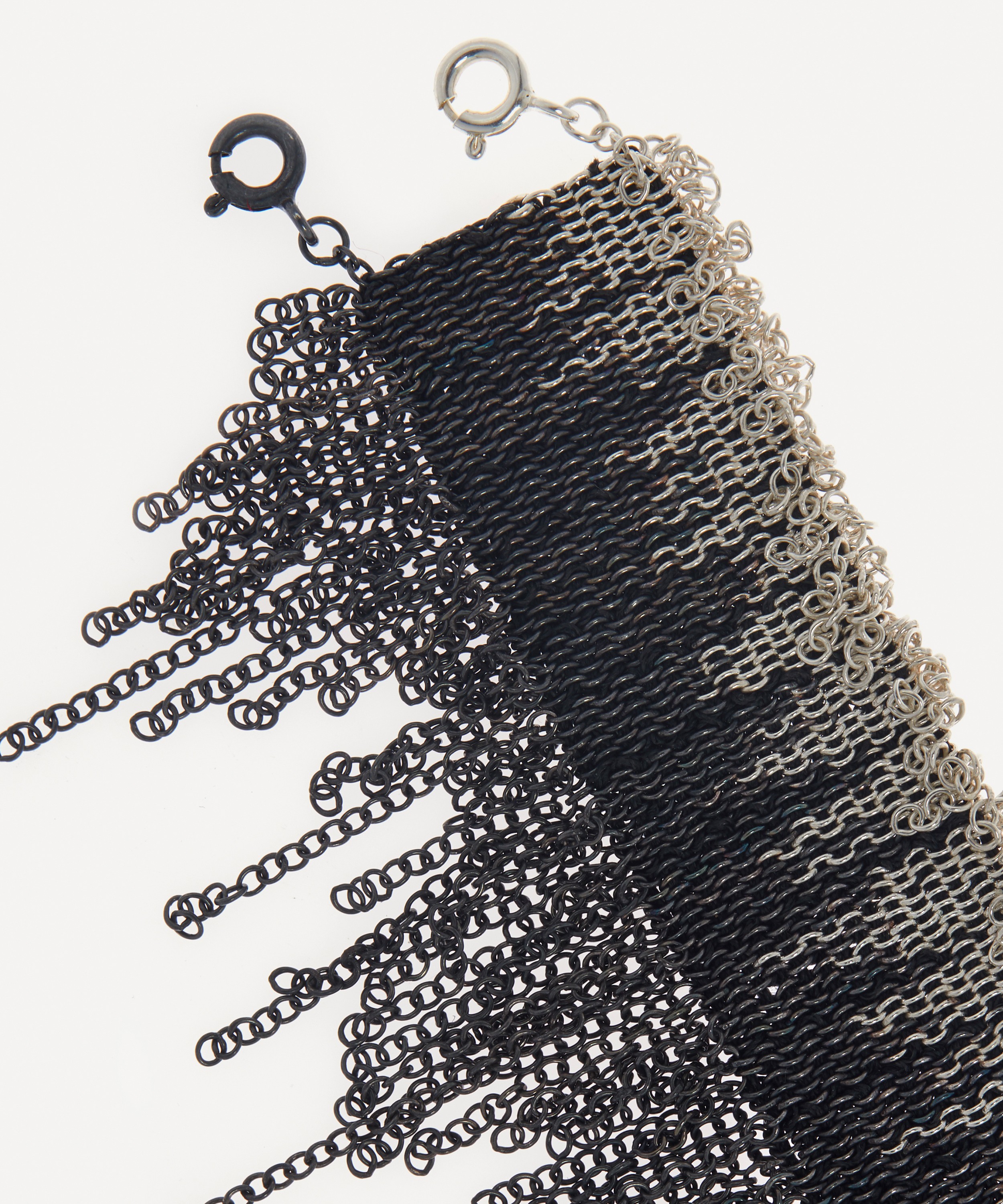 Stephanie Schneider - Oxidised Silver Wide Woven Fringed Chain Bracelet image number 3