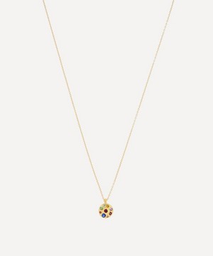 Polly Wales - Gold Celeste Rainbow Sapphire Crystal Disc Pendant Necklace image number 0