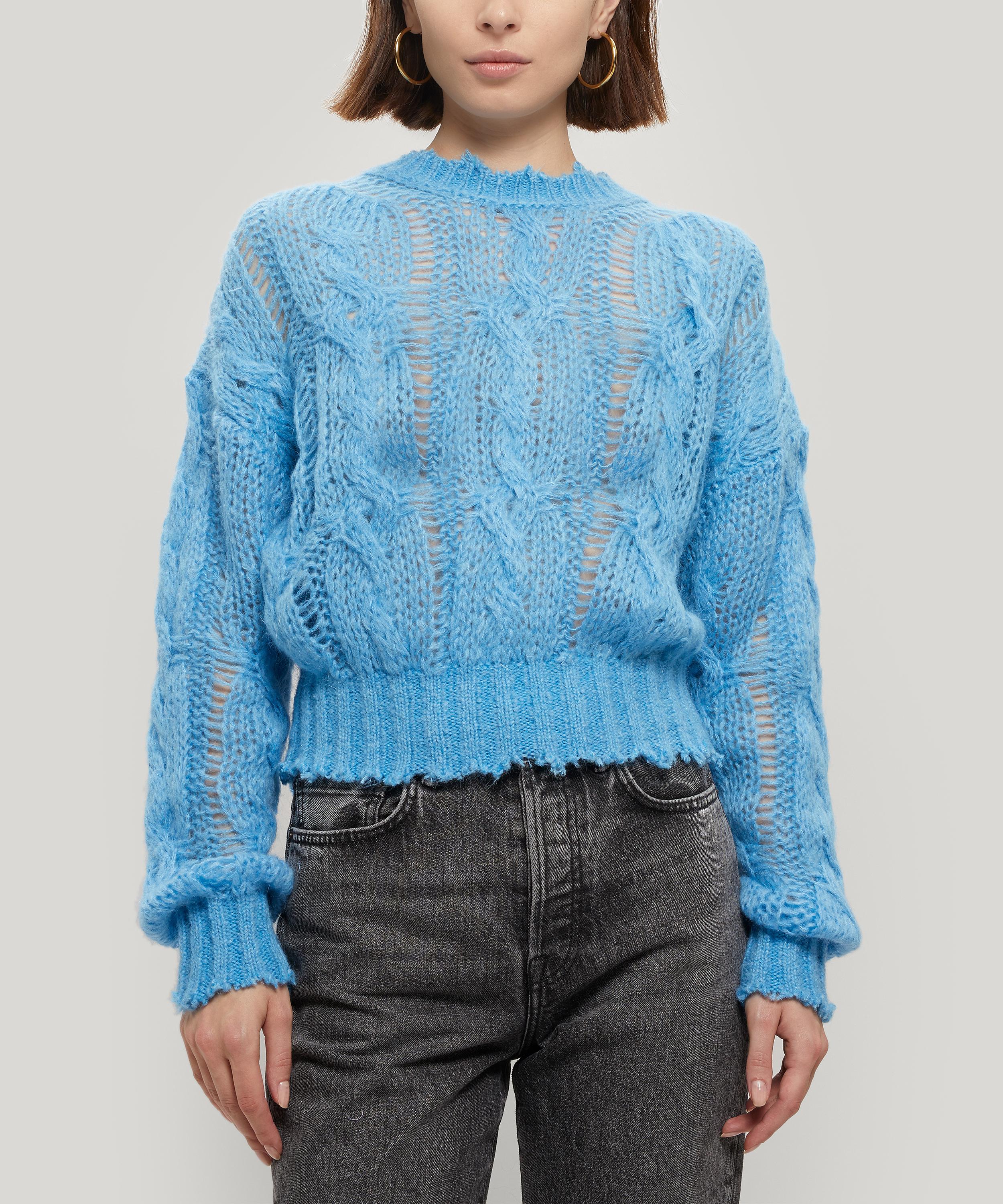 acne frayed cable knit sweater