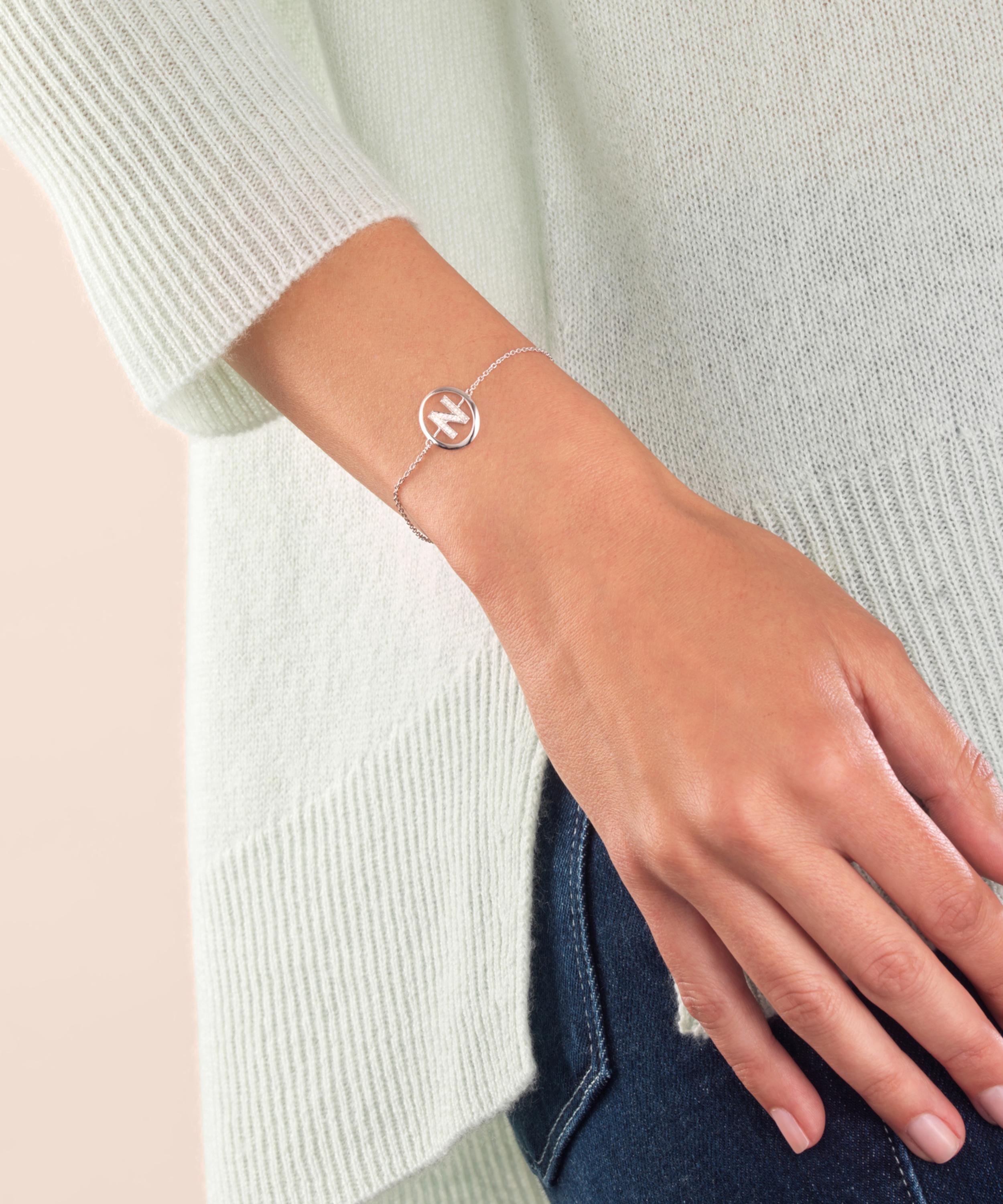 Annoushka - 18ct White Gold Diamond Initial N Bracelet image number 1