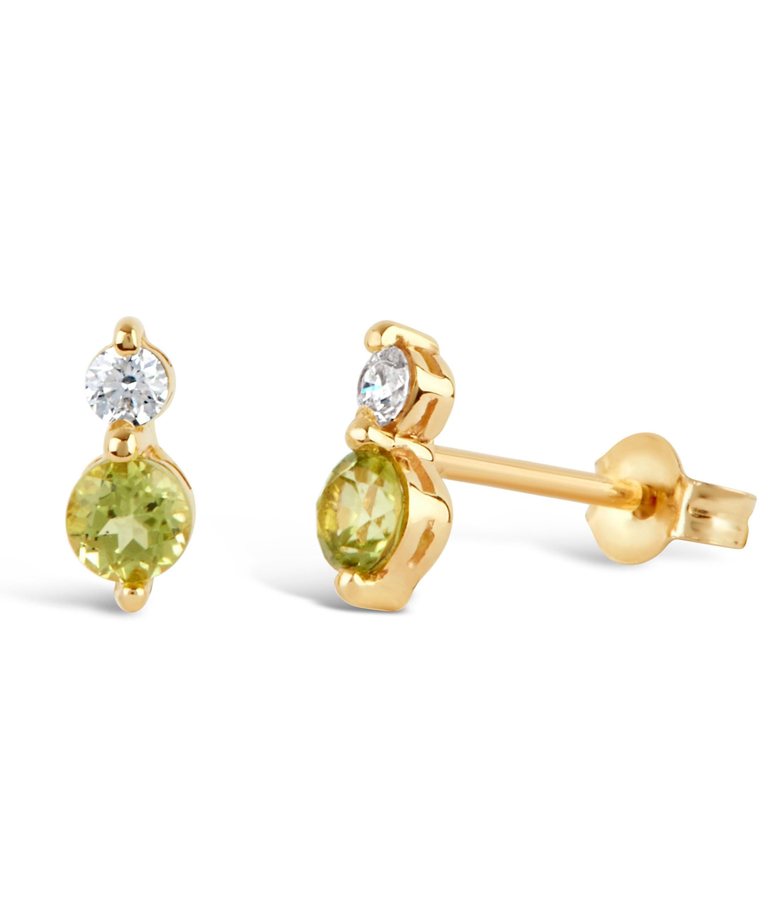 Dinny Hall - Gold Shuga Diamond and Peridot Stud Earrings image number 0