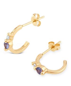 Dinny Hall - Gold Shuga Diamond and Tanzanite Mini Hoop Earrings image number 2