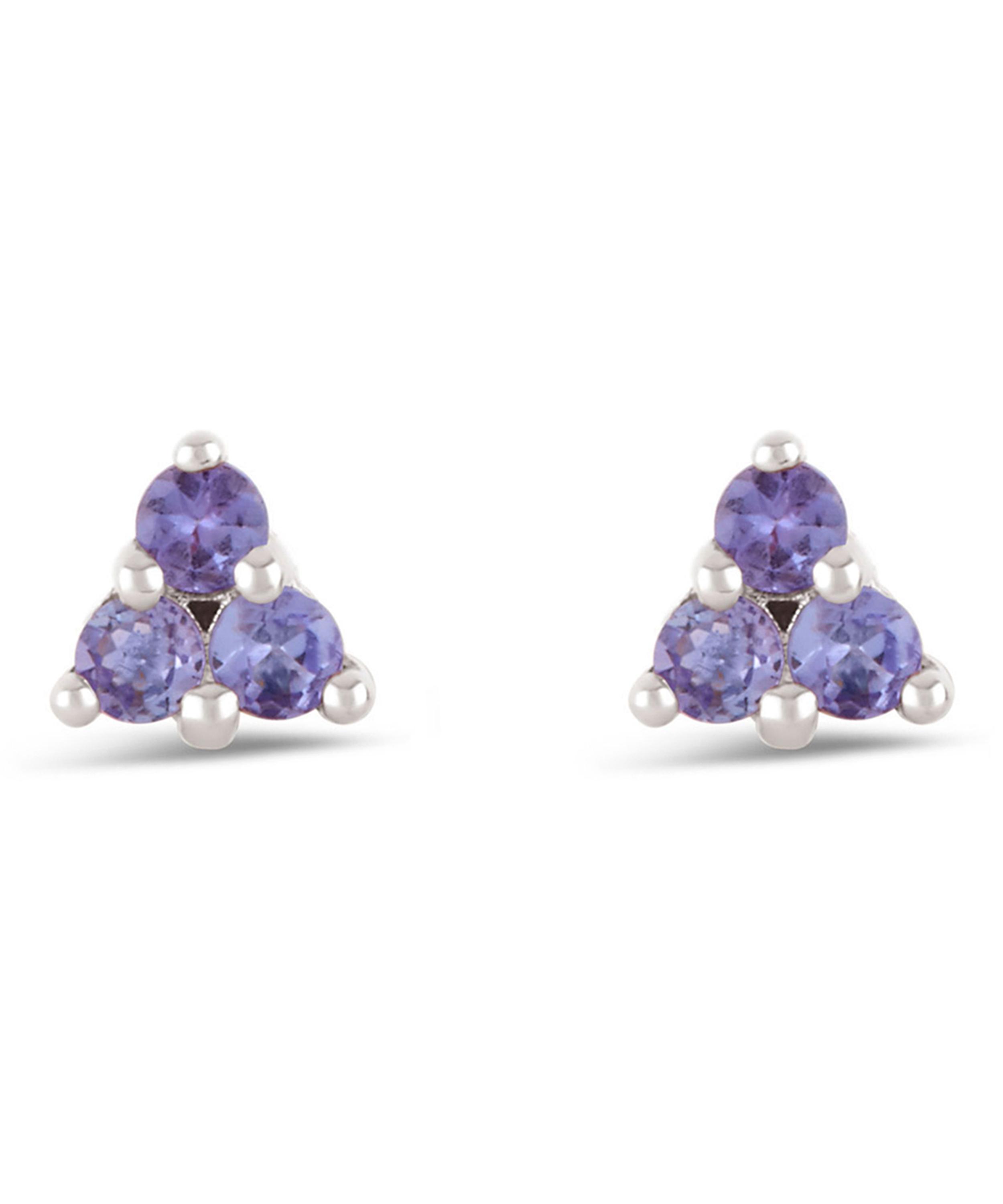 Dinny Hall - White Gold Shuga Tanzanite Trillion Stud Earrings image number 0