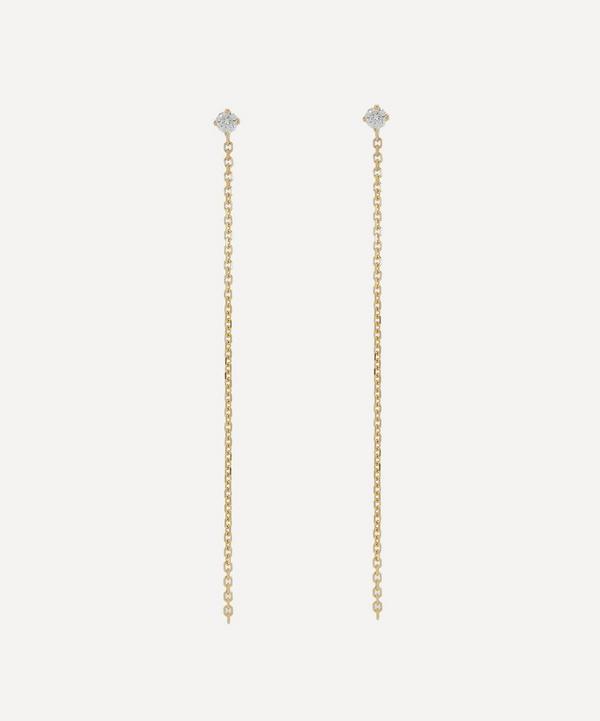 Satomi Kawakita - Gold Celestial White Diamond Chain Drop Earrings image number null