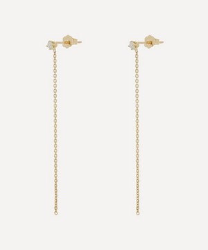 Satomi Kawakita - Gold Celestial White Diamond Chain Drop Earrings image number 2