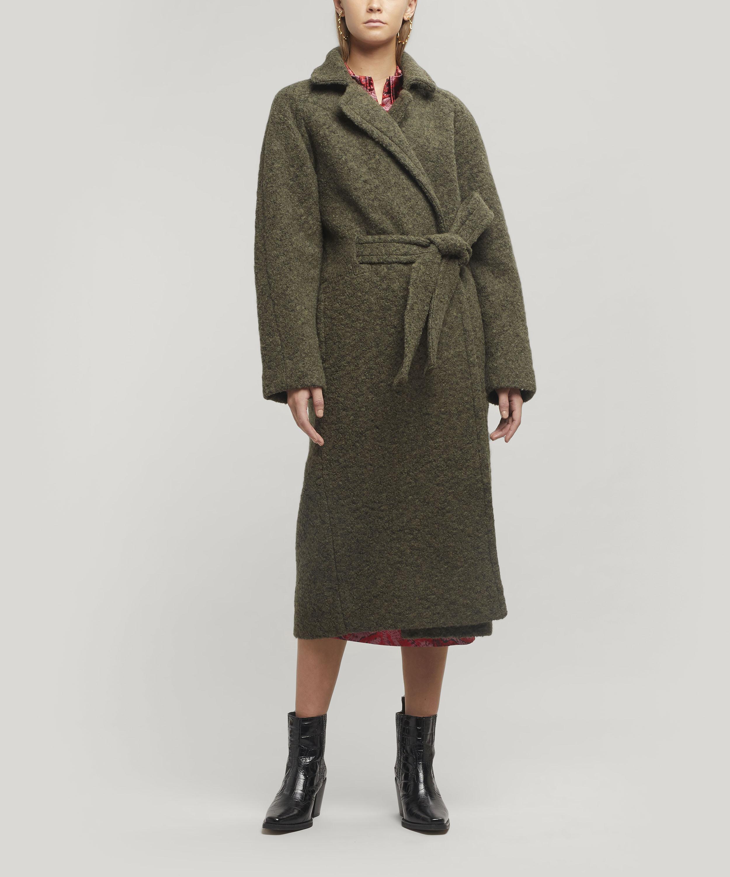 boucle wool wrap coat ganni