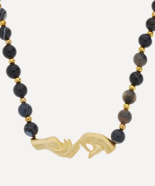 Anissa Kermiche - Gold-Plated Les Mains Onyx Agate Beaded Necklace image number null
