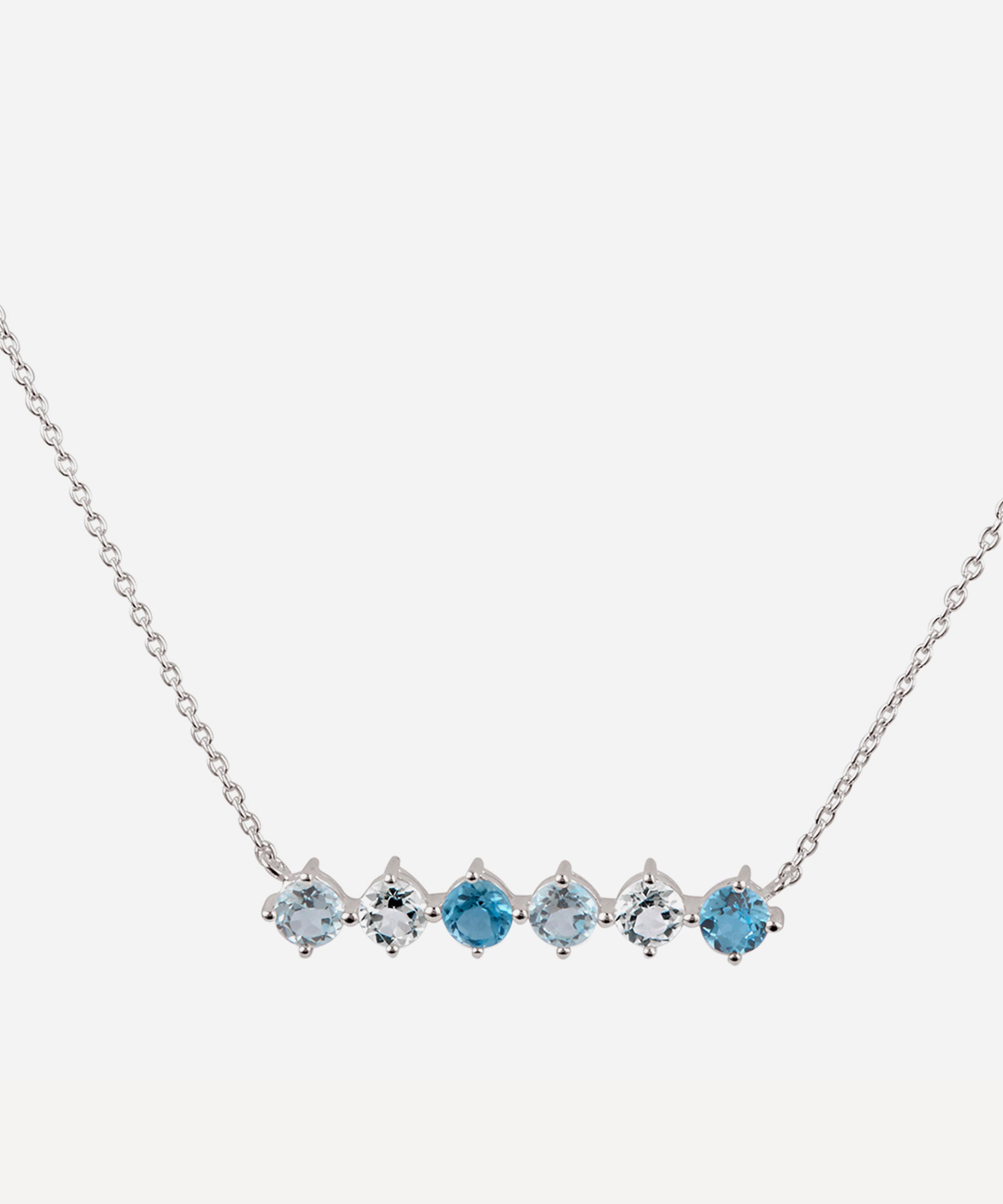 Dinny Hall - Silver Gem Drop Topaz Bar Necklace image number 0