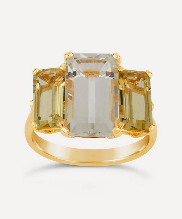 Dinny Hall - Gold Plated Vermeil Silver Trinny Trilogy Green Amethyst and Oro Verde Ring image number null