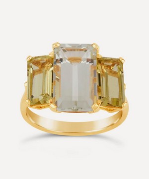Dinny Hall - Gold Plated Vermeil Silver Trinny Trilogy Green Amethyst and Oro Verde Ring image number 0