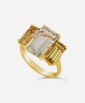 Dinny Hall - Gold Plated Vermeil Silver Trinny Trilogy Green Amethyst and Oro Verde Ring image number 2