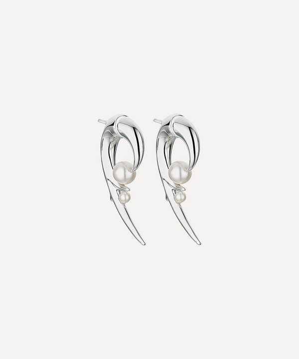 Shaun Leane - Silver Cherry Blossom Pearl Hook Earrings image number null