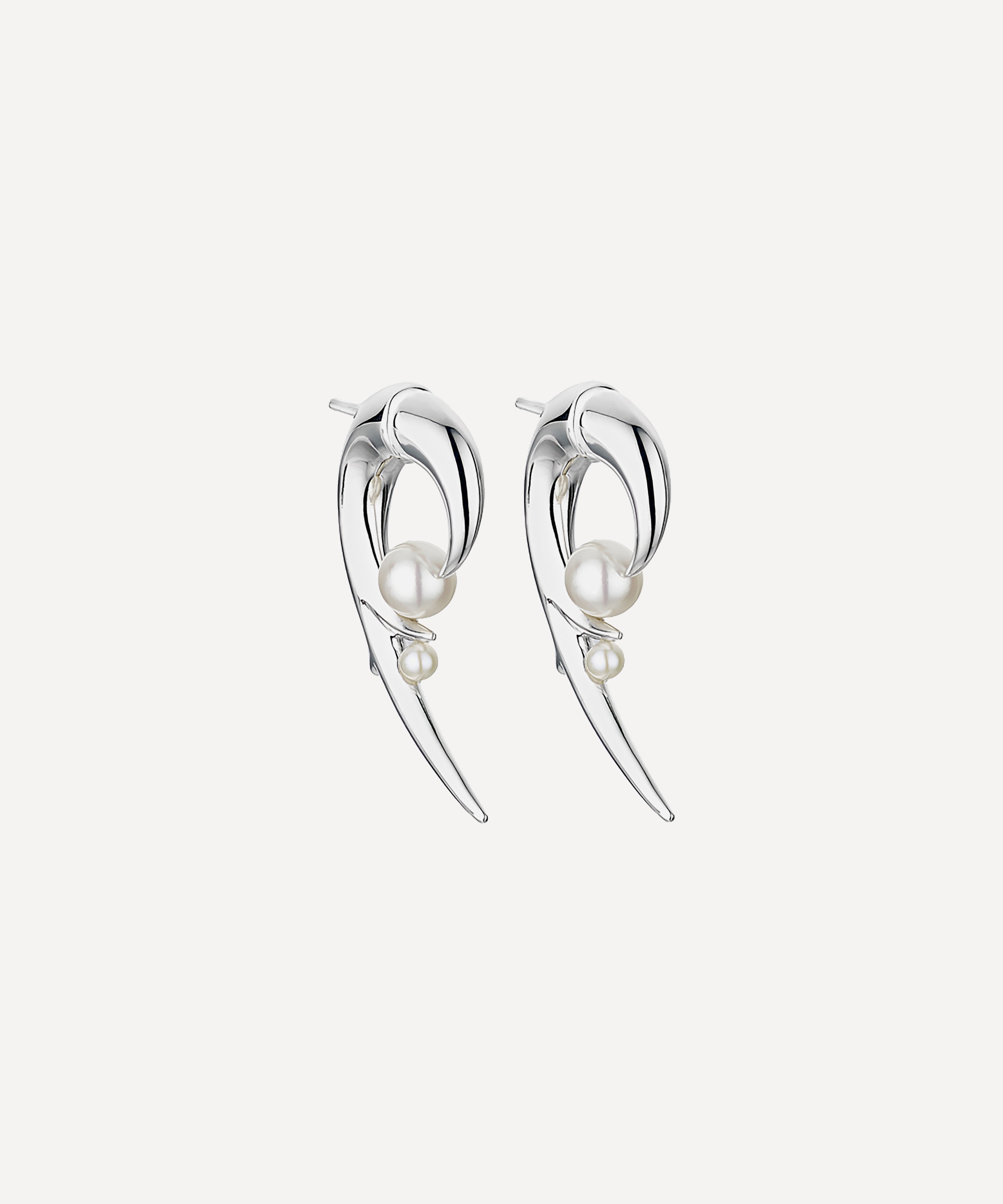Shaun Leane - Silver Cherry Blossom Pearl Hook Earrings image number 0