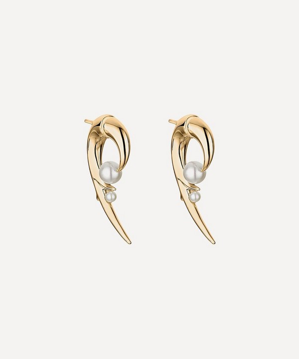 Shaun Leane - Gold Plated Vermeil Silver Cherry Blossom Pearl Hook Earrings image number null
