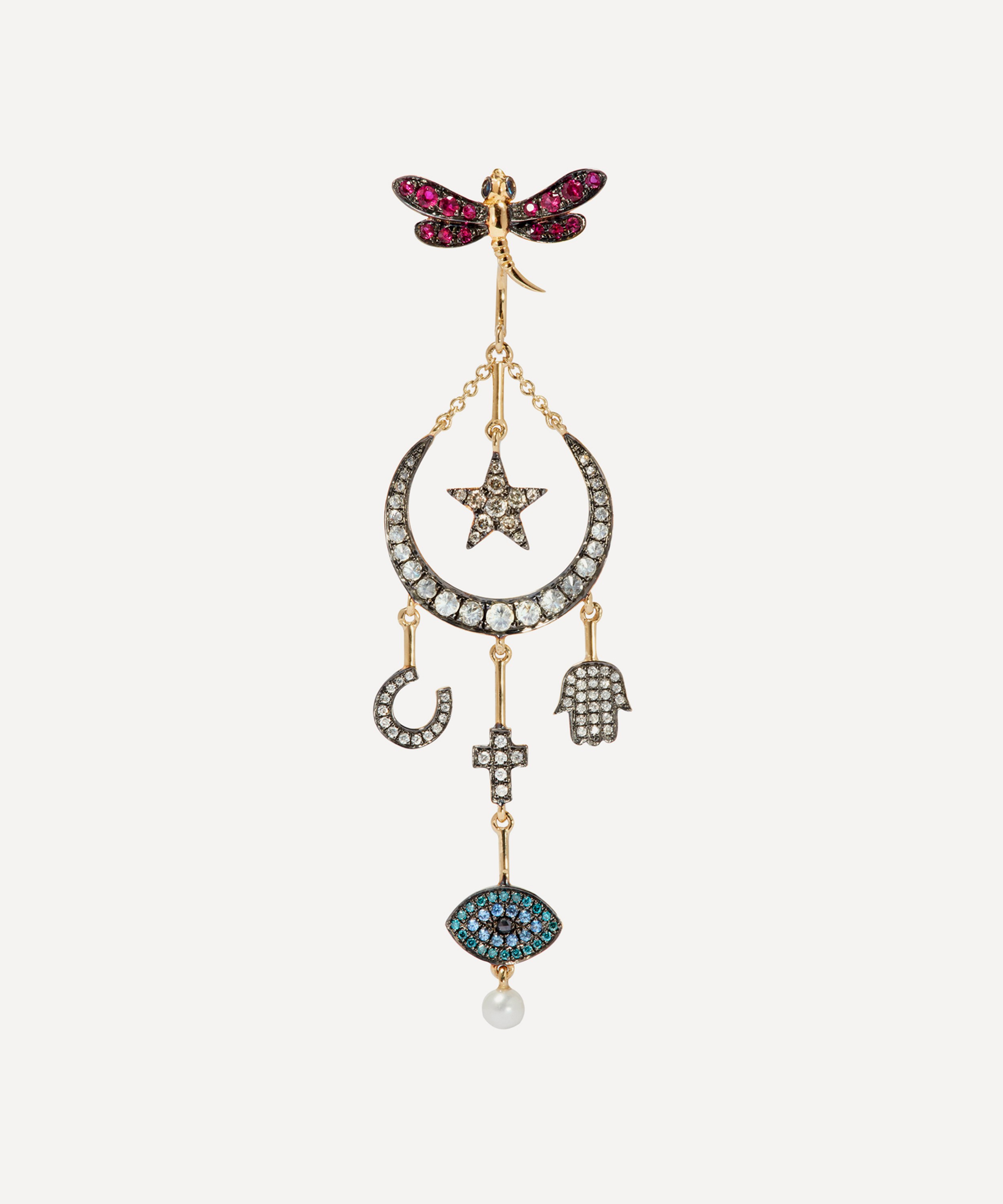 Annoushka - 18ct Gold Love Diamonds Lunar Multi-Stone Drop Earring Right image number null