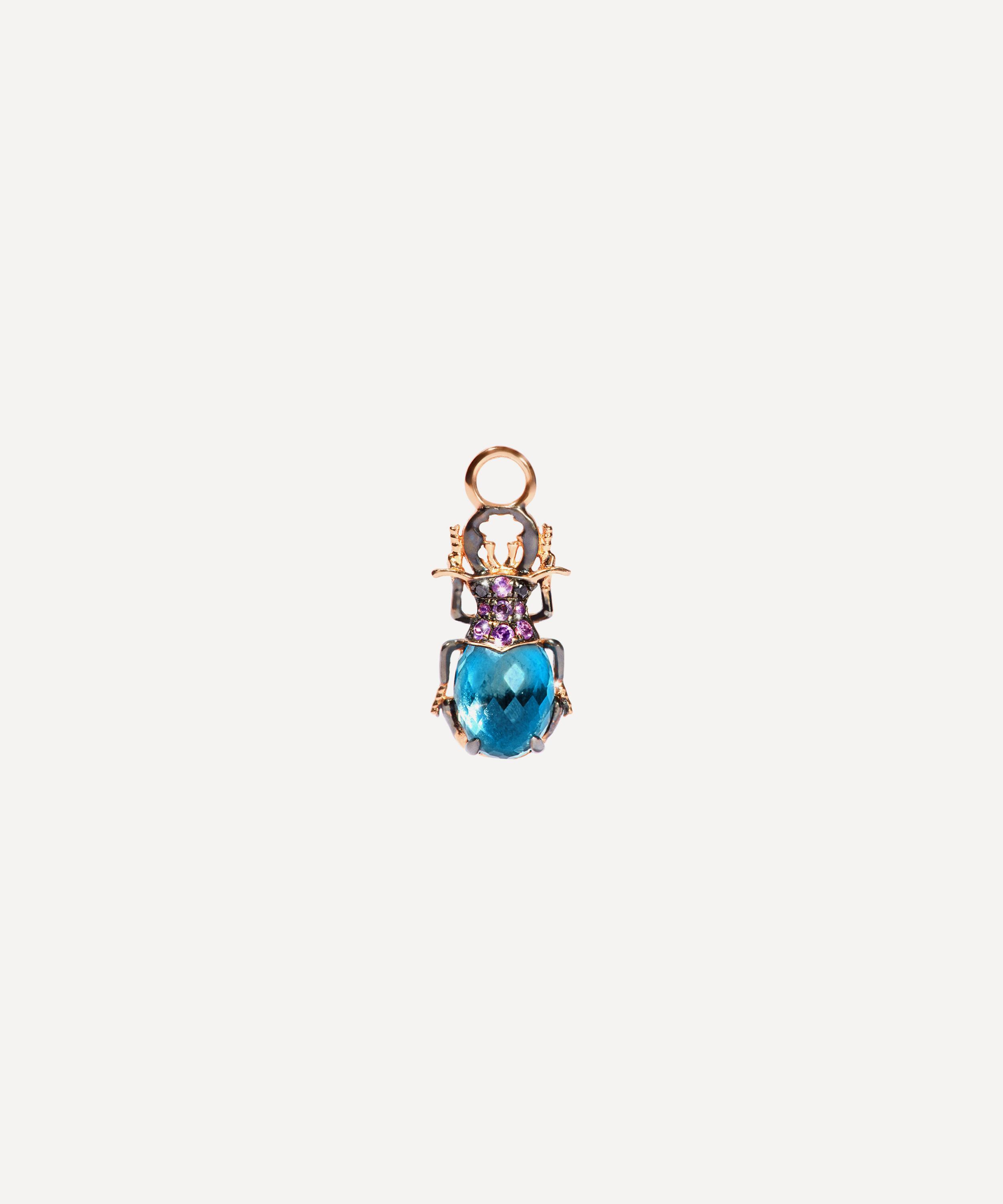 Annoushka - 18ct Rose Gold Mythology Topaz Beetle Single Earring Drop
