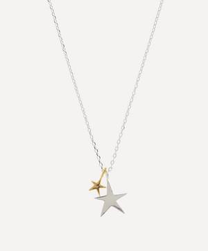 Silver-Plated Double Star Pendant Necklace