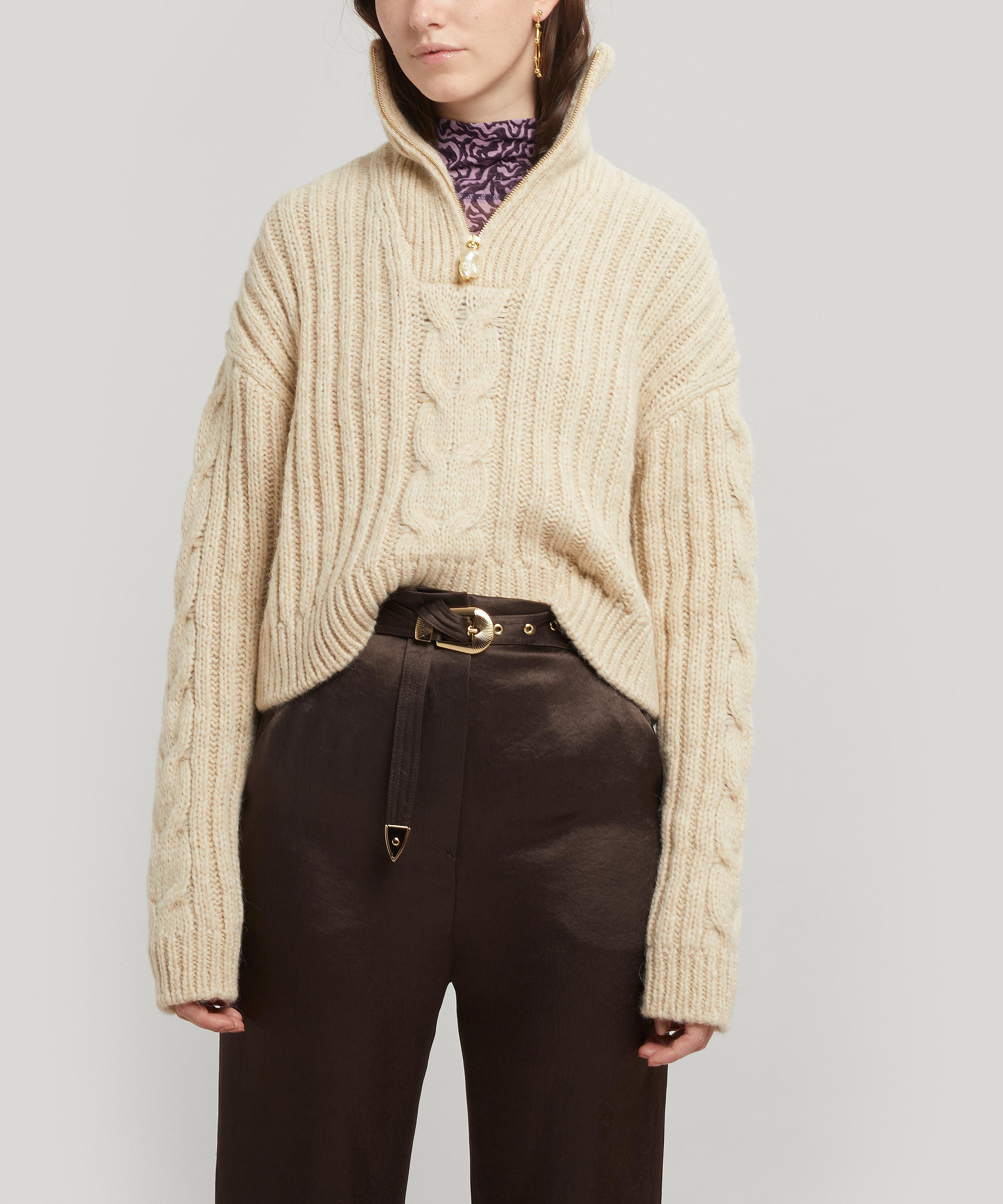 nanushka pearl zip sweater