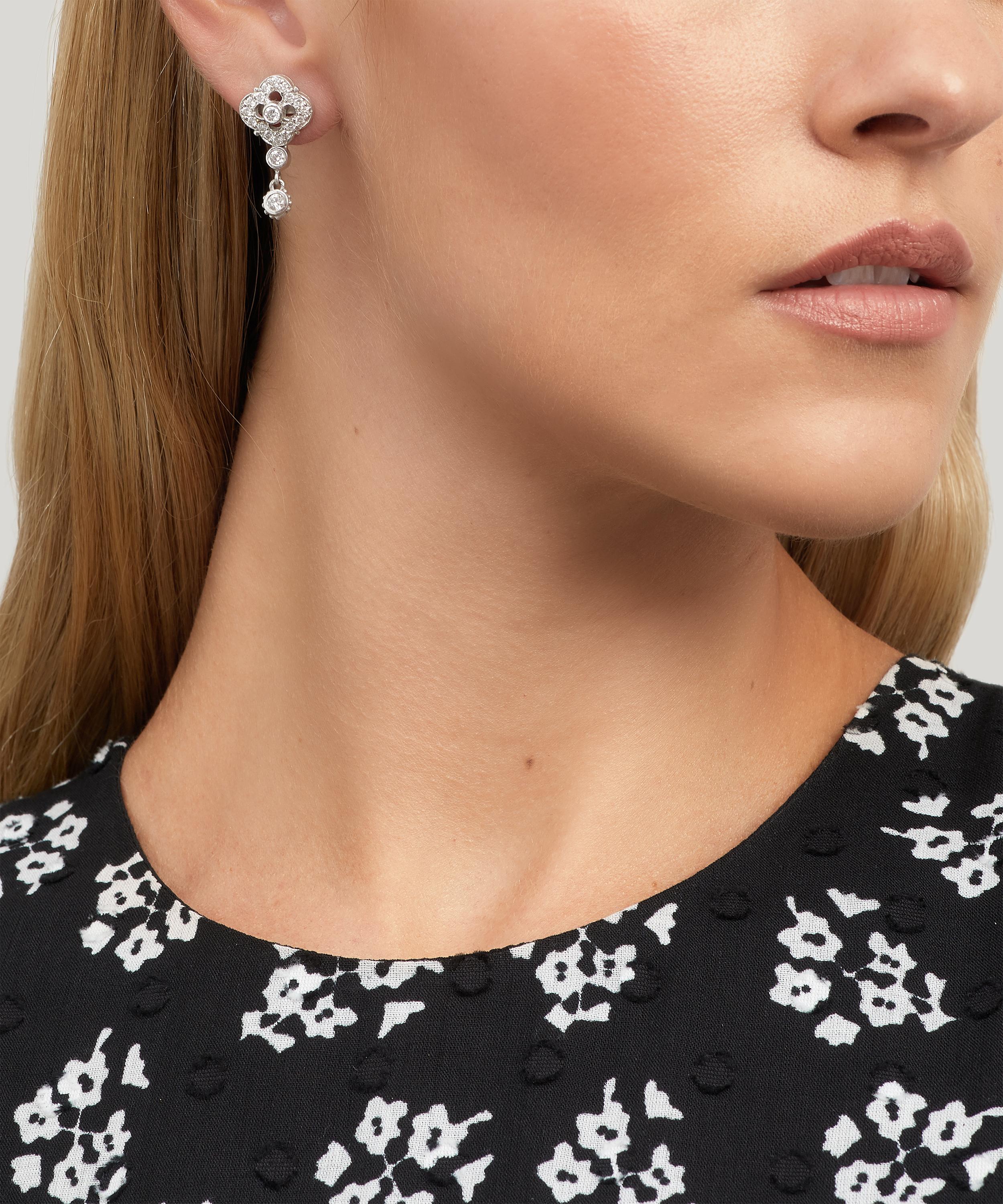 Kojis - White Gold Judith Ripka Diamond Cluster Drop Earrings image number 1