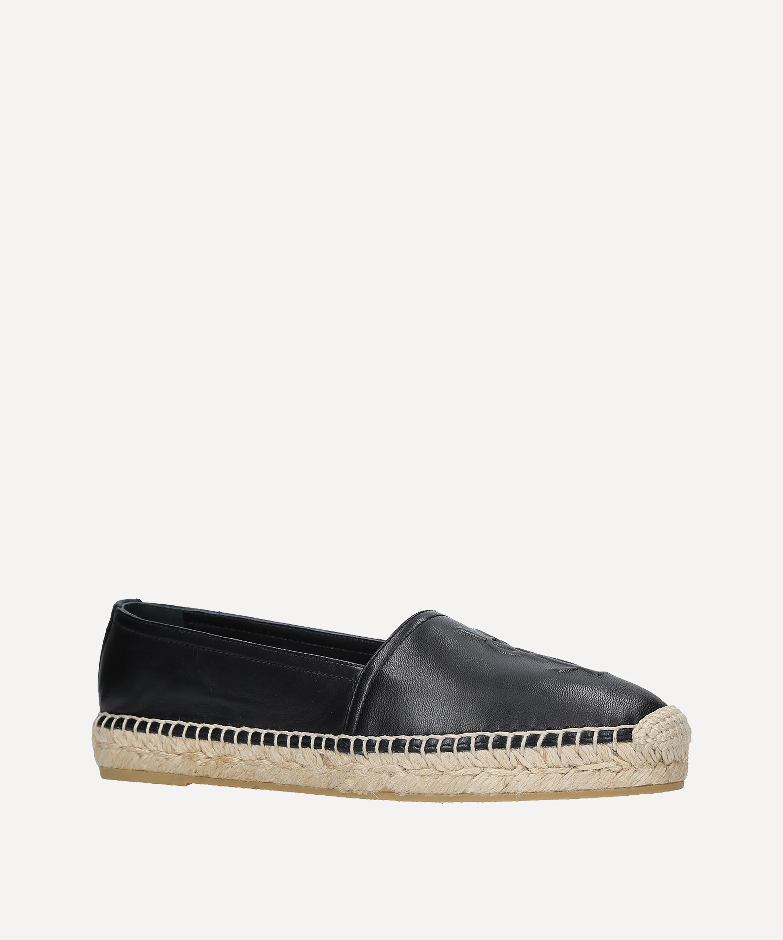 Monogrammed Leather Espadrilles in Black - Saint Laurent