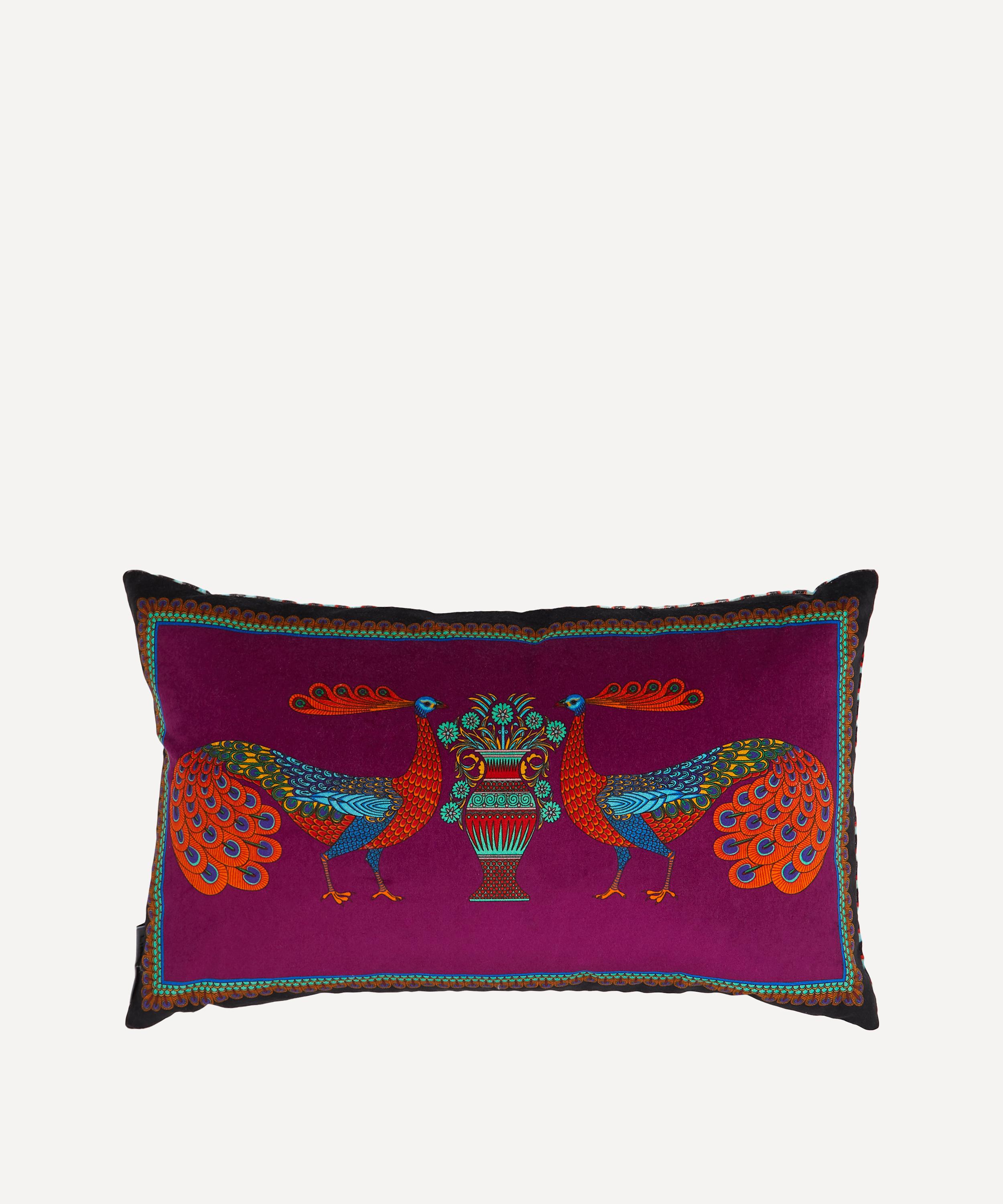 Liberty Peacock Garden Rectangular Velvet Cushion