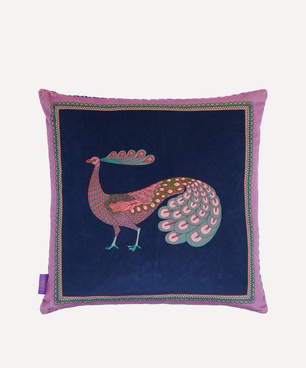 Liberty - Peacock Garden Square Velvet Cushion