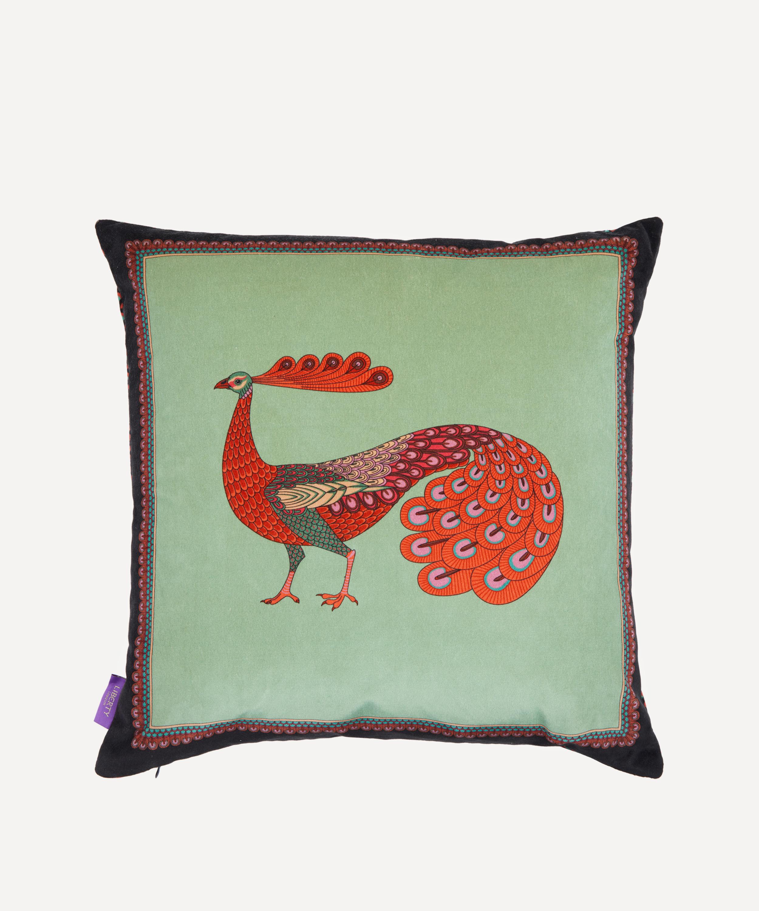 Liberty - Peacock Garden Square Velvet Cushion image number 0