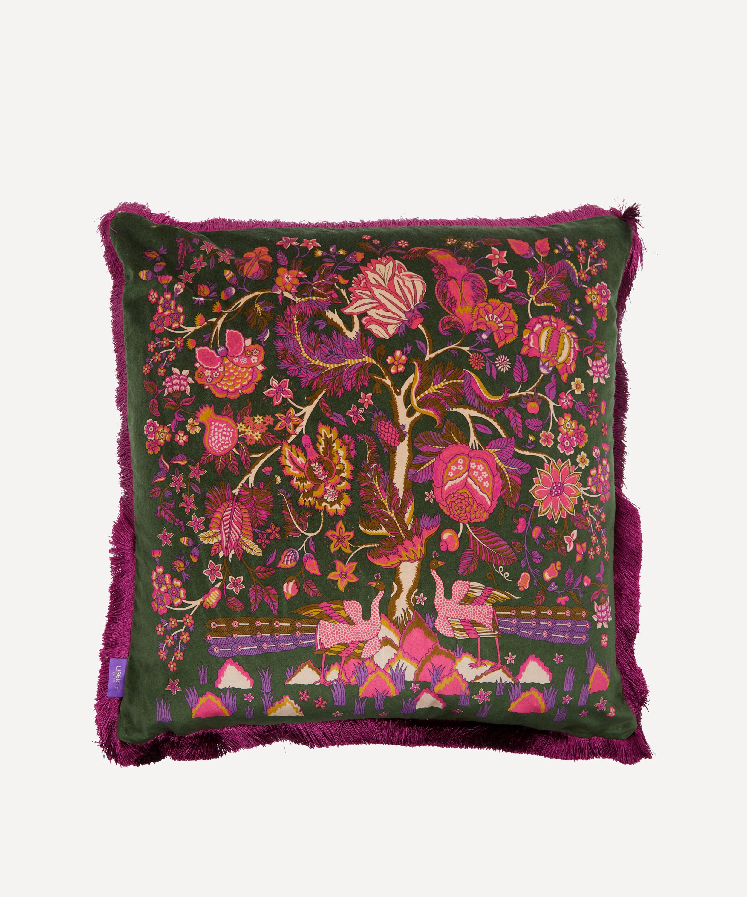 Liberty - Tree of Life Square Fringed Velvet Cushion image number 0