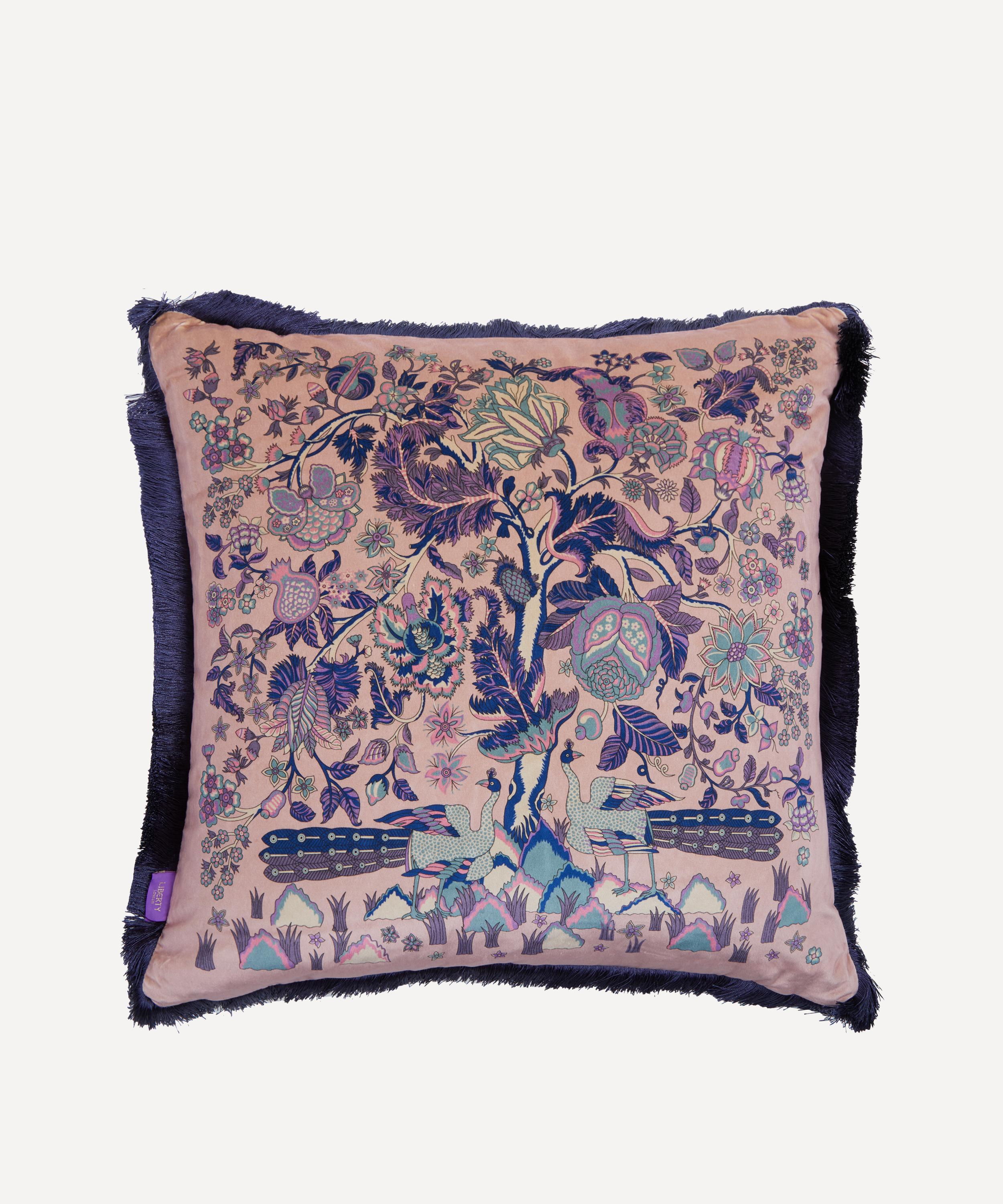 Liberty - Tree of Life Square Fringed Velvet Cushion image number 0