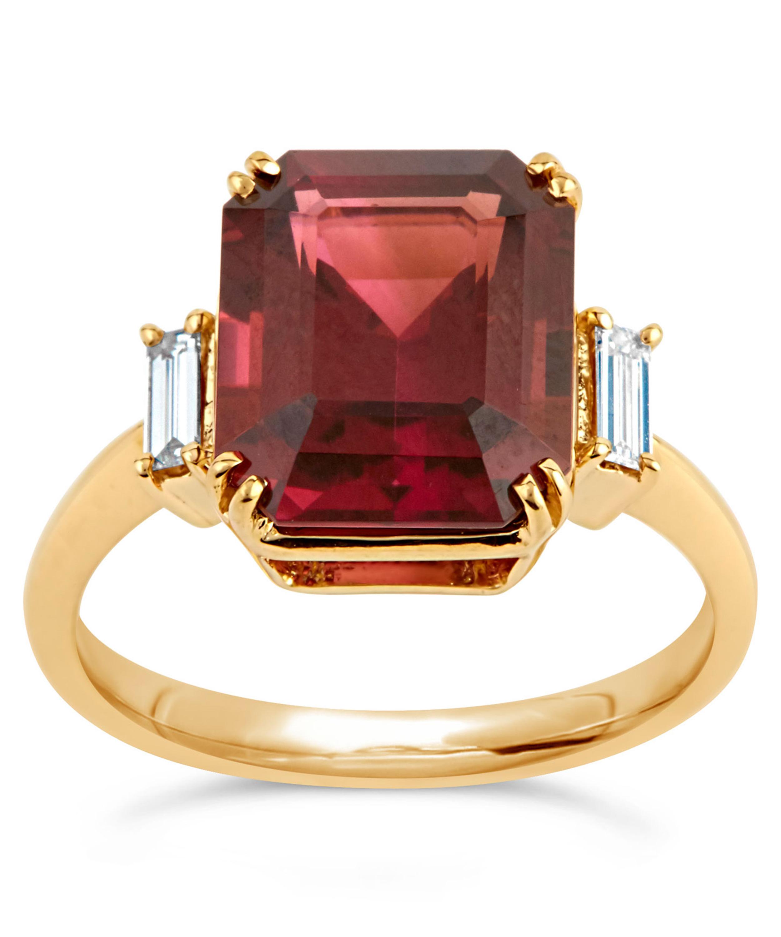 Dinny Hall - Gold Mae West Red Tourmaline and Diamond Ring image number 0