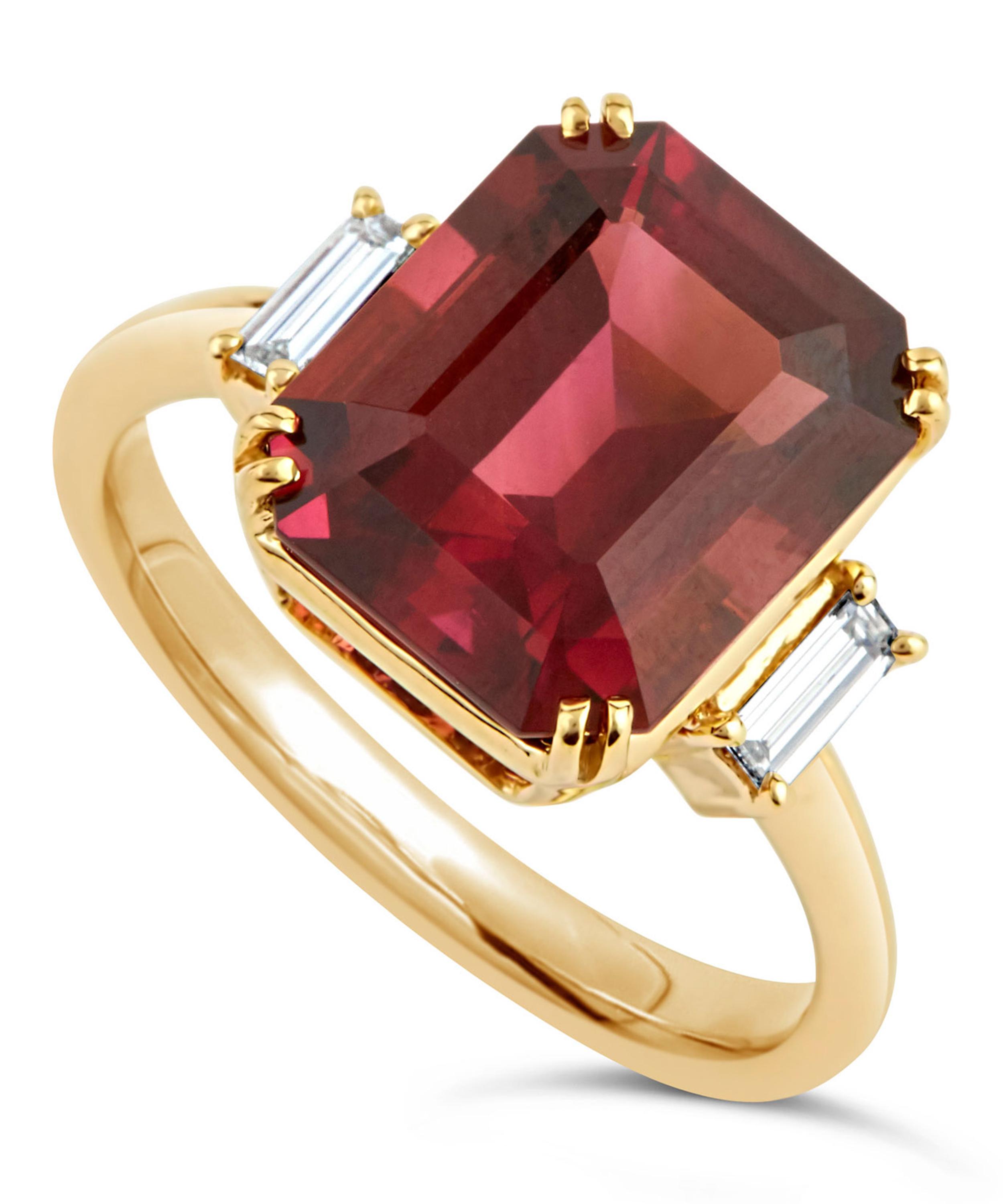 Dinny Hall - Gold Mae West Red Tourmaline and Diamond Ring image number 1
