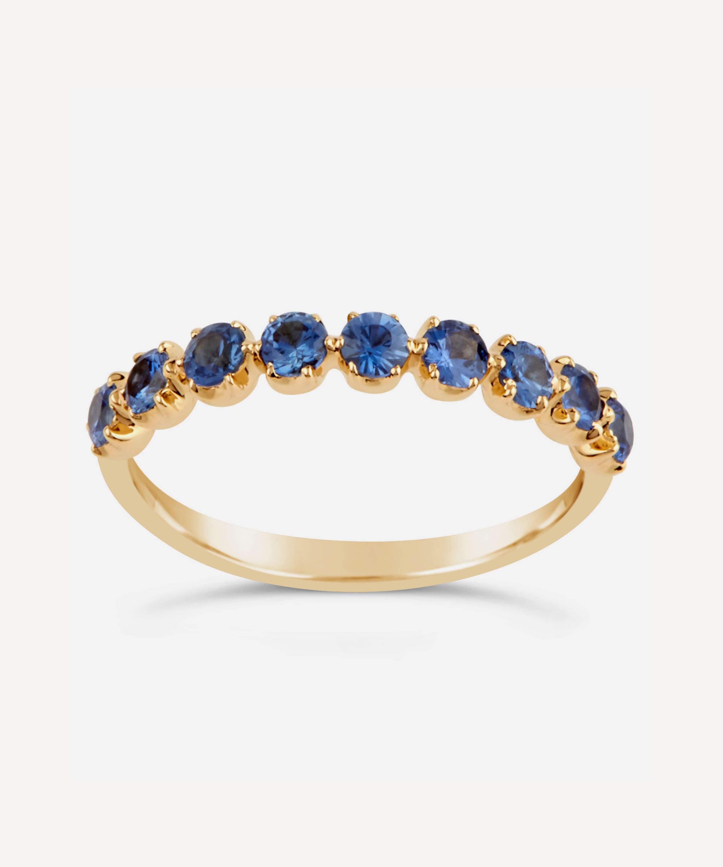 Dinny Hall - Gold Elyhara Blue Sapphire Half Eternity Ring image number 0