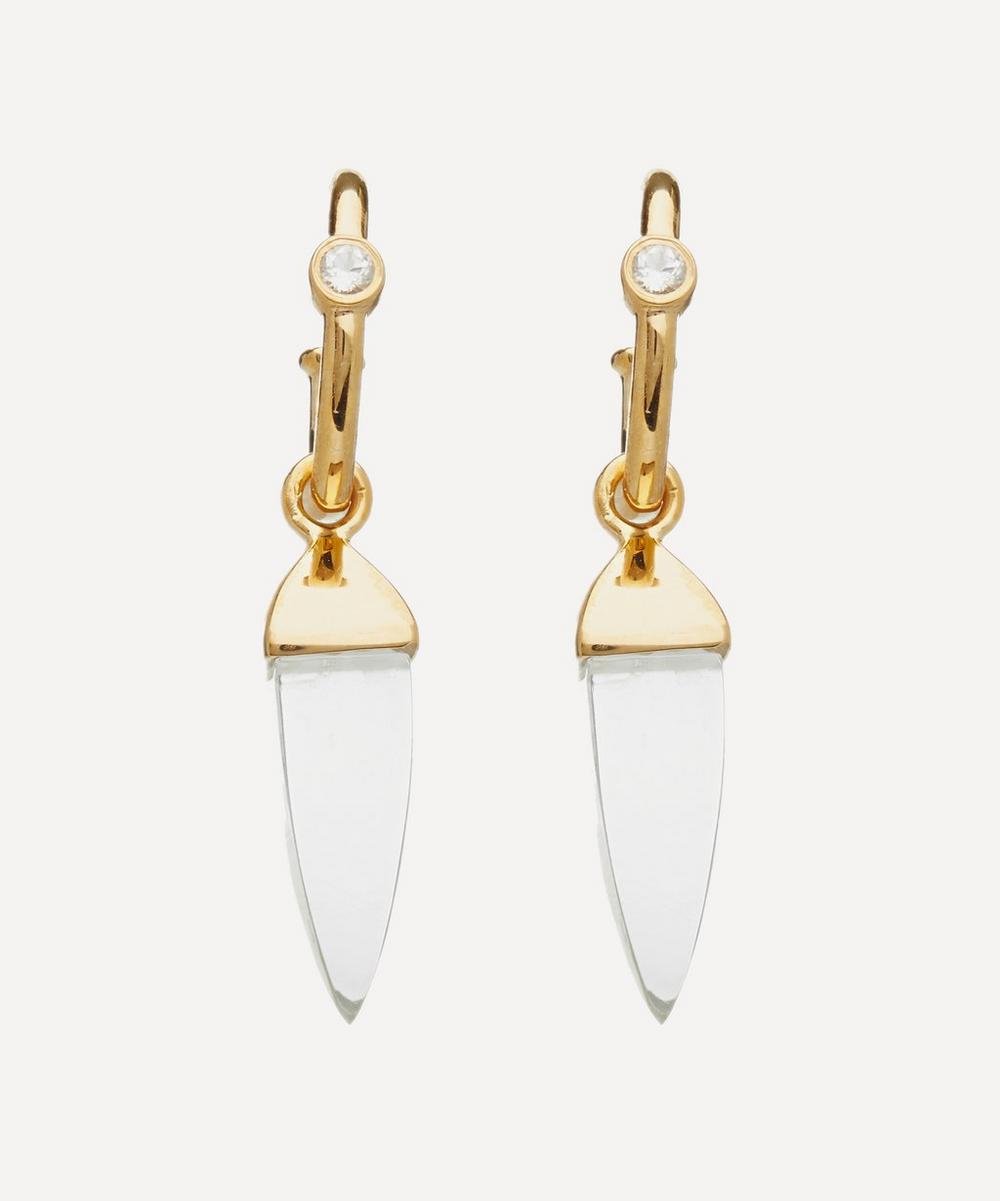 Theodora Warre Gold-plated Quartz Crystal And White Topaz Spike Hoop Earrings